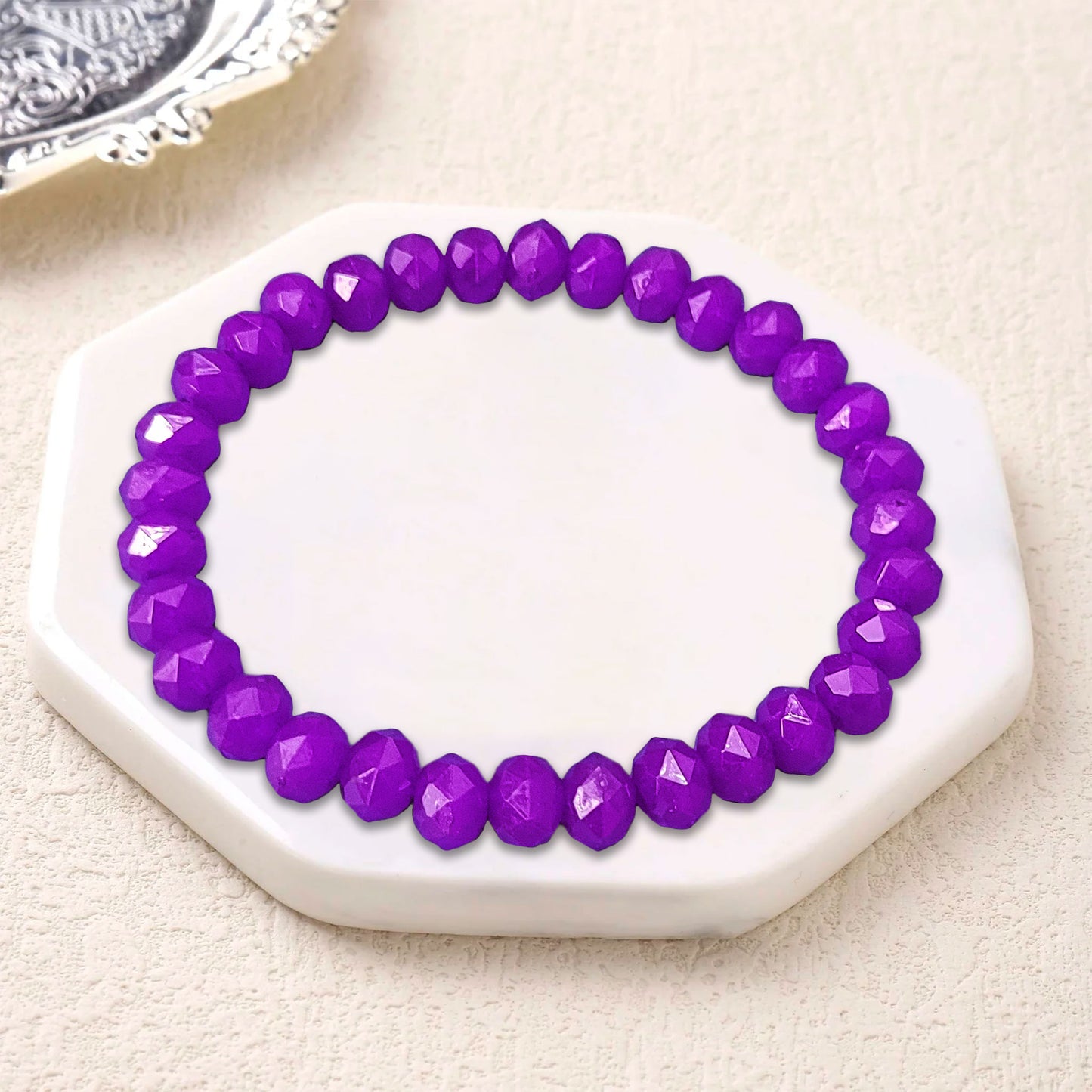 Rondelle Bracelet for Women and Girls - Opaque Theme - Size : 6inch - 8mm Beads