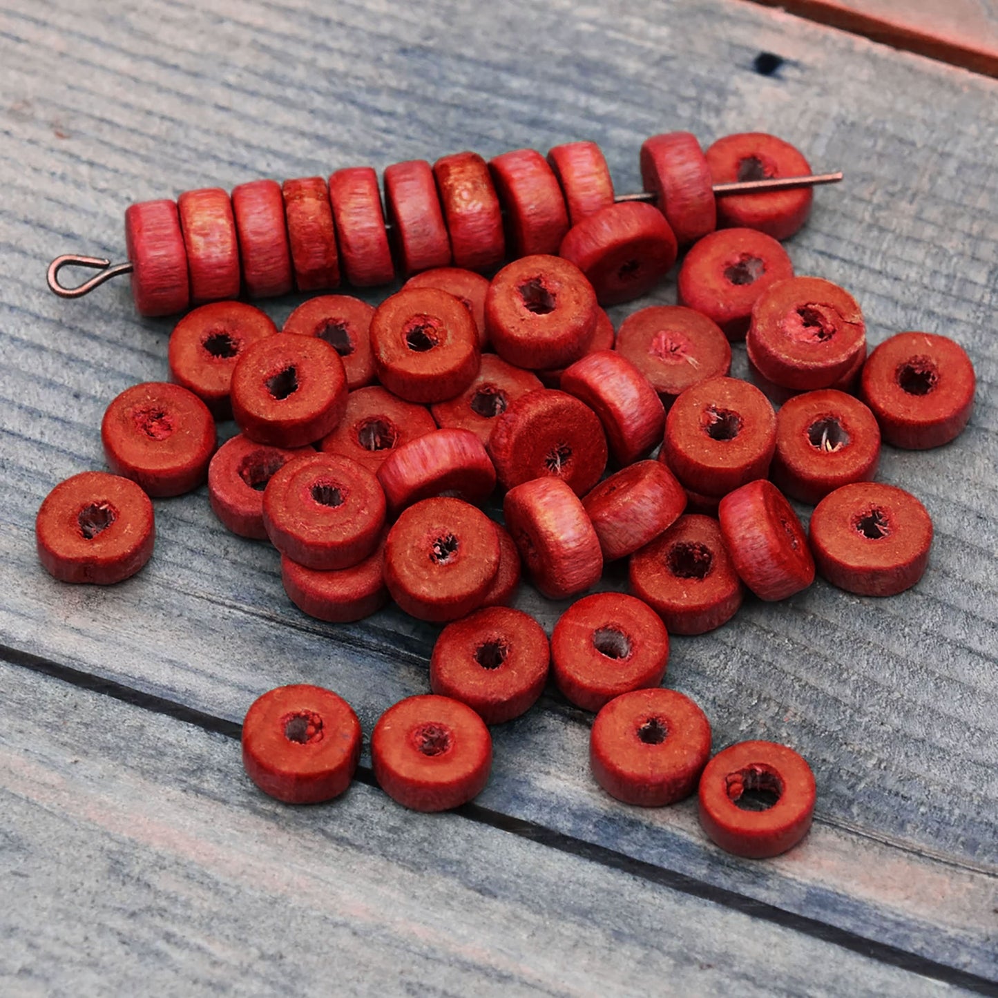 Wooden Disc Shaped Beads 6mm - Natural Wood Beads for Jewelry Making & Crafts