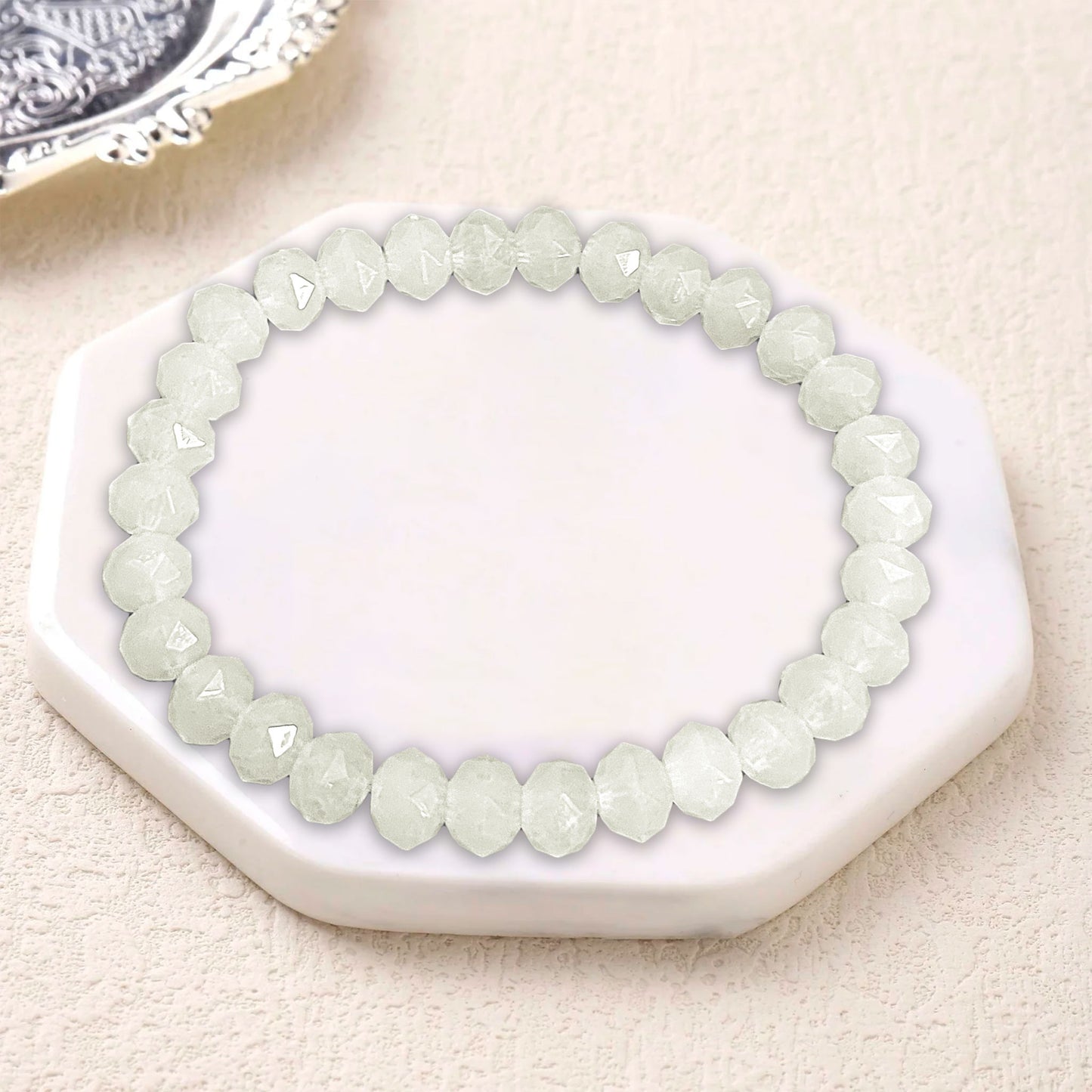 Rondelle Bracelet for Women and Girls - Opaque Theme - Size : 6inch - 8mm Beads