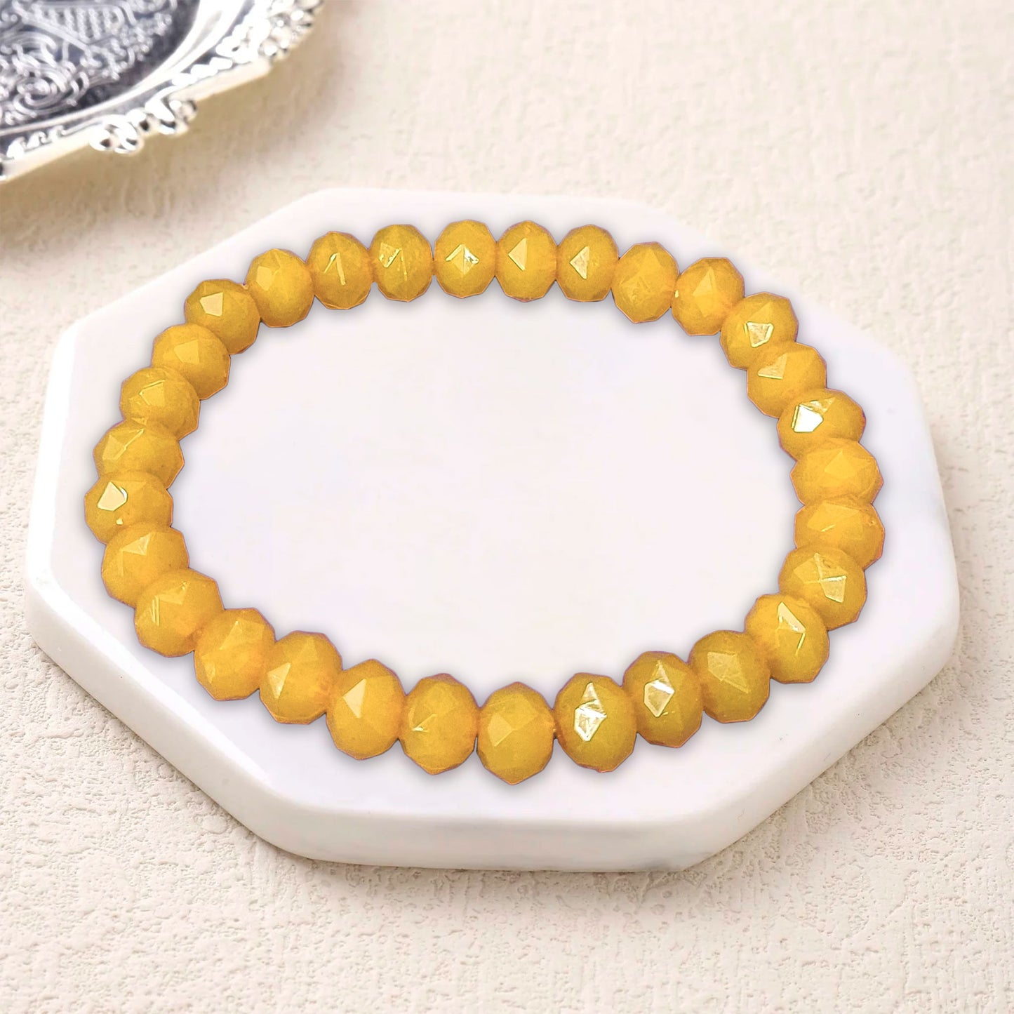 Rondelle Bracelet for Women and Girls - Opaque Theme - Size : 6inch - 8mm Beads