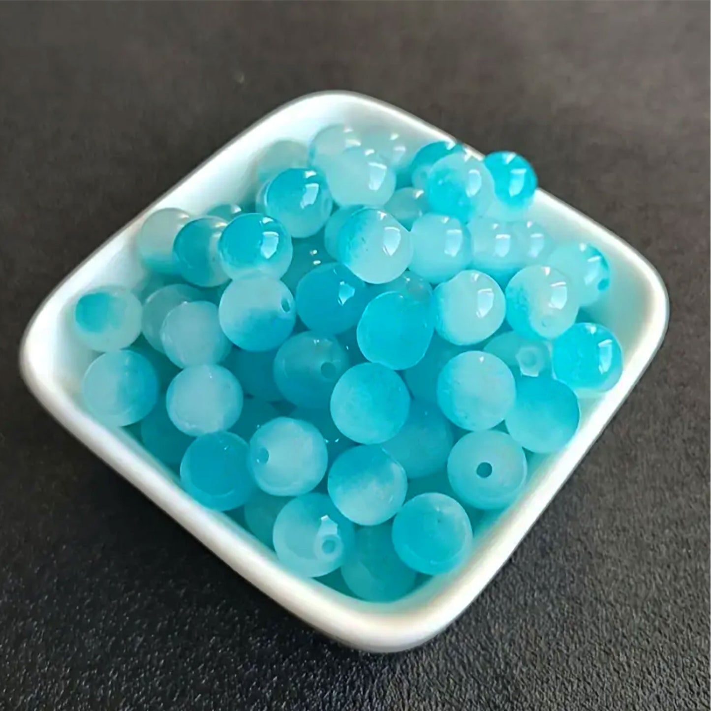 Dual Shade Jelly Glass Beads - 8mm