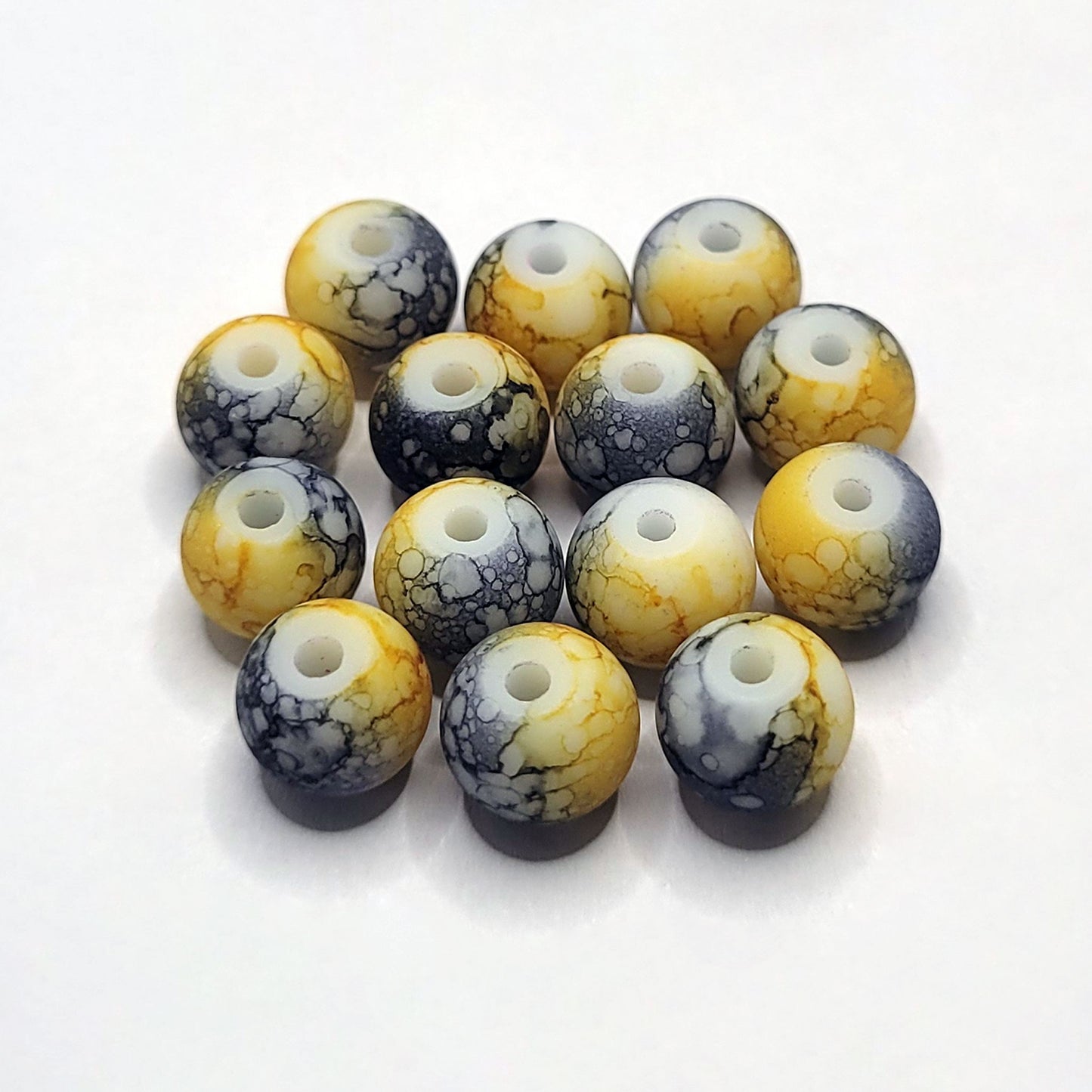 Marble Glass Matte Beads 8mm - 35 Beads