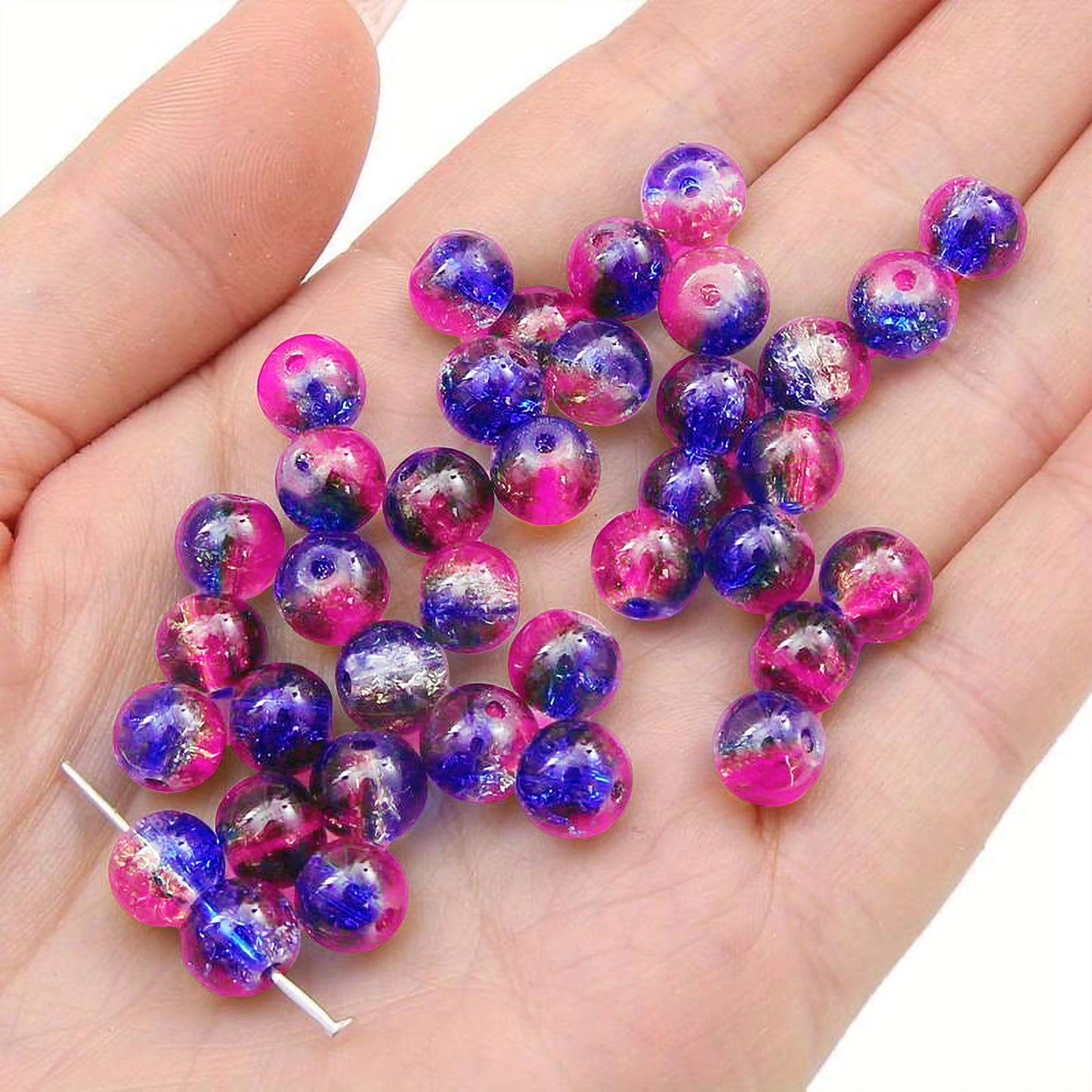 Crackle Crystal Glass Beads 8mm