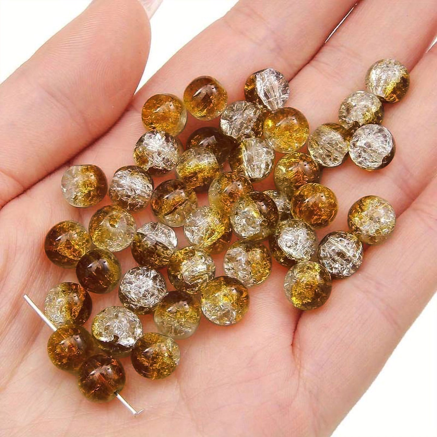 Crackle Crystal Glass Beads 8mm