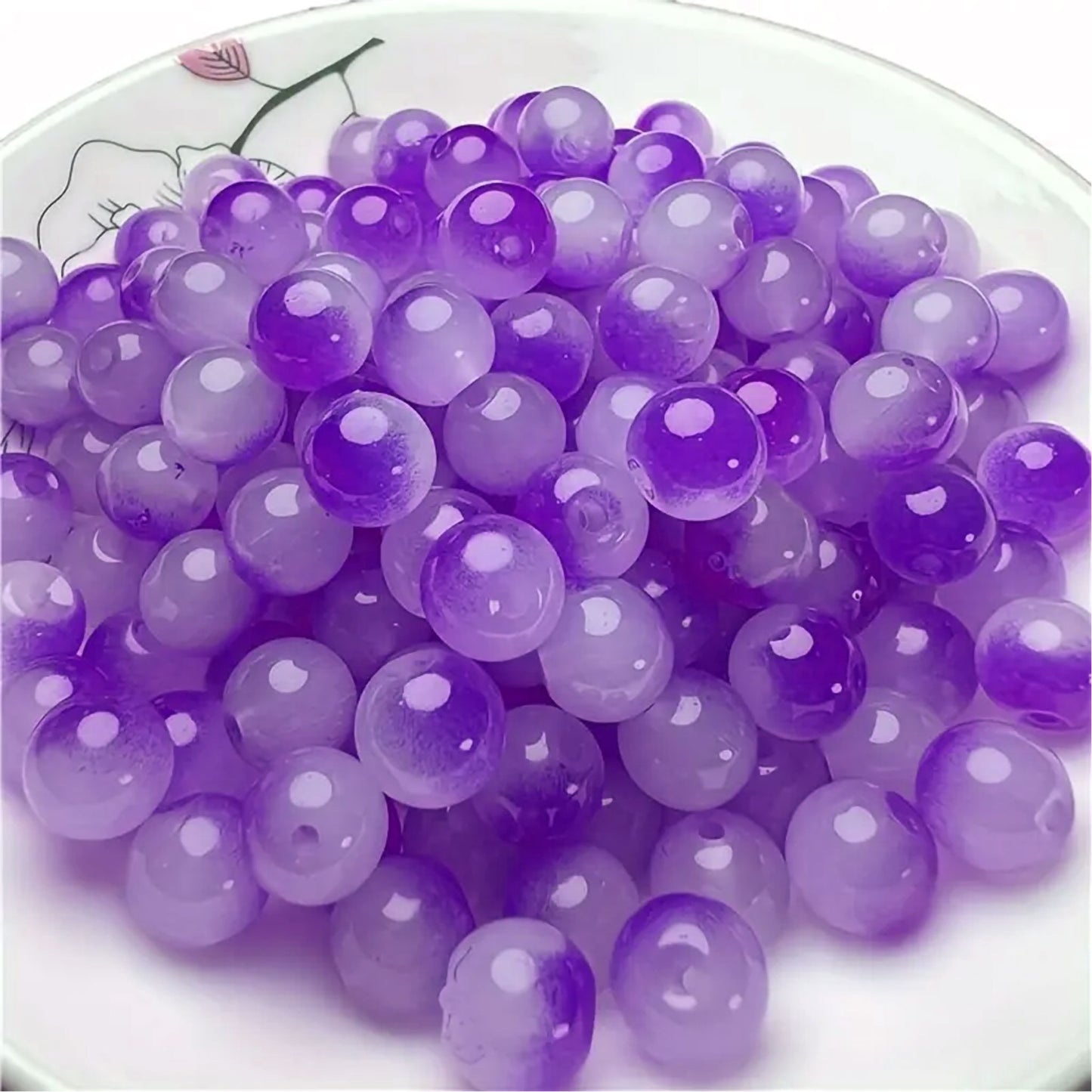 Dual Shade Jelly Glass Beads - 8mm