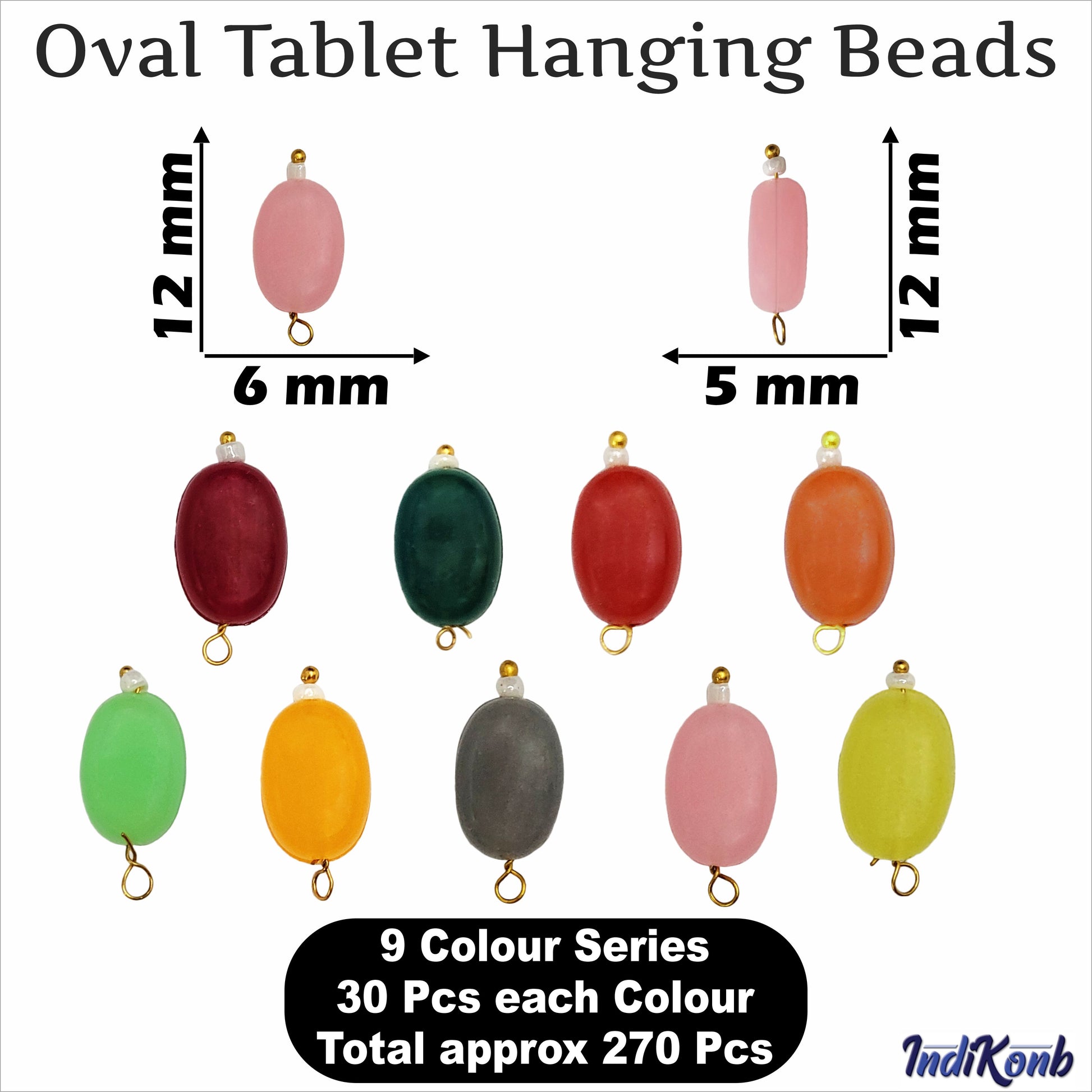 Oval Plastic Hanging Beads Set - Multicolor