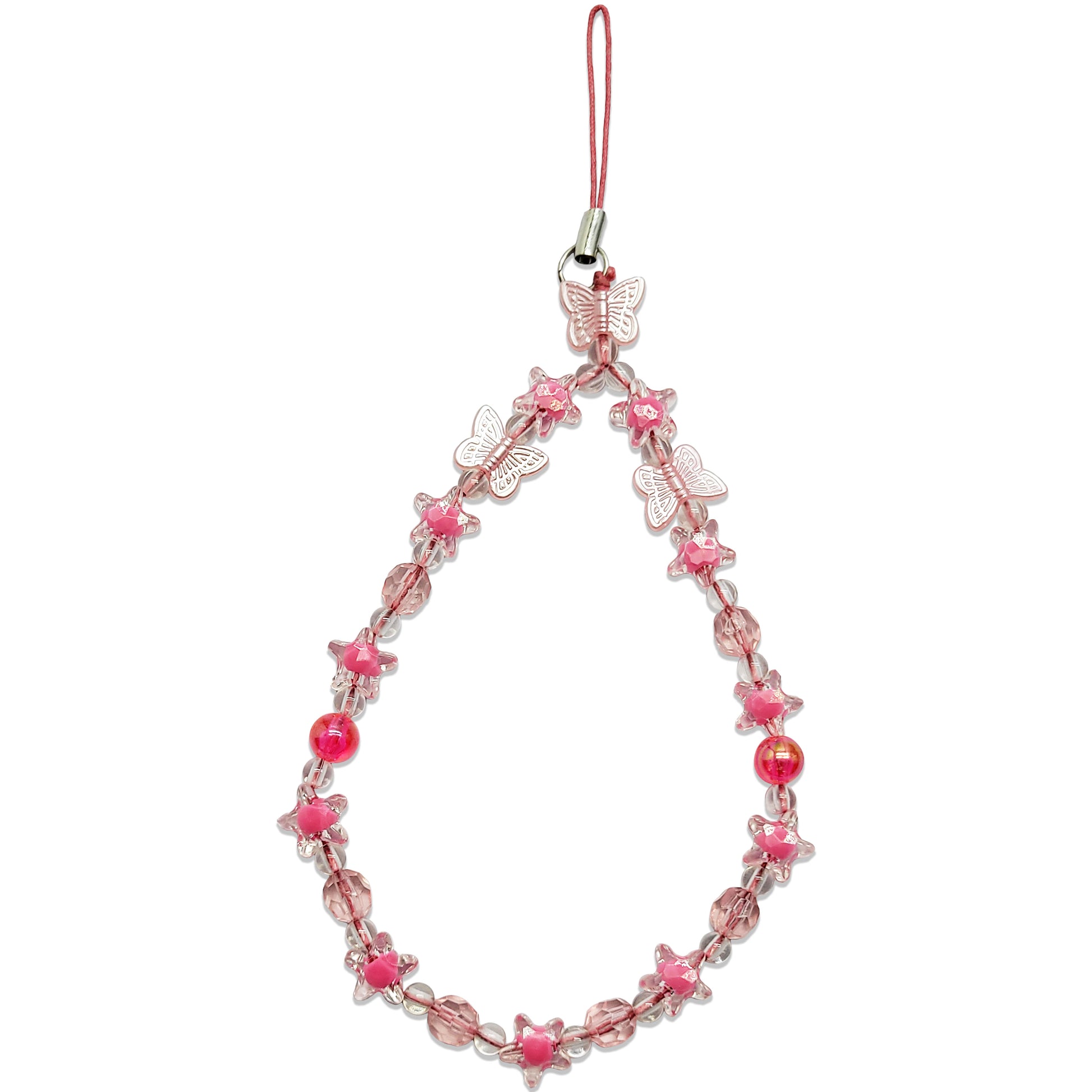 Pink Beaded Phone Charm