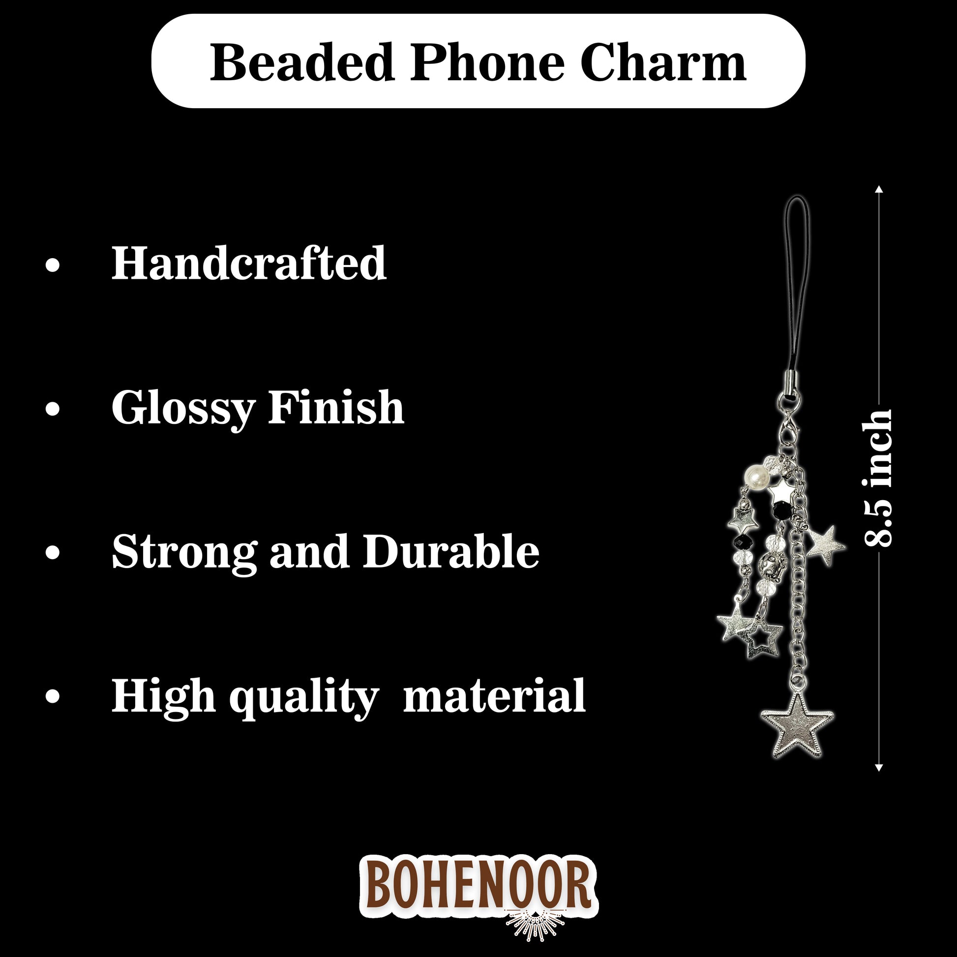 Stylish Beaded Phone Charm - Crystal Beads and Pearls