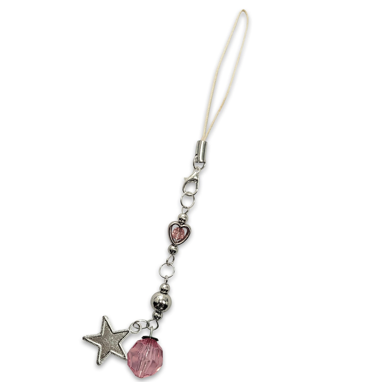 Crystal Beaded Phone Charm - Pink