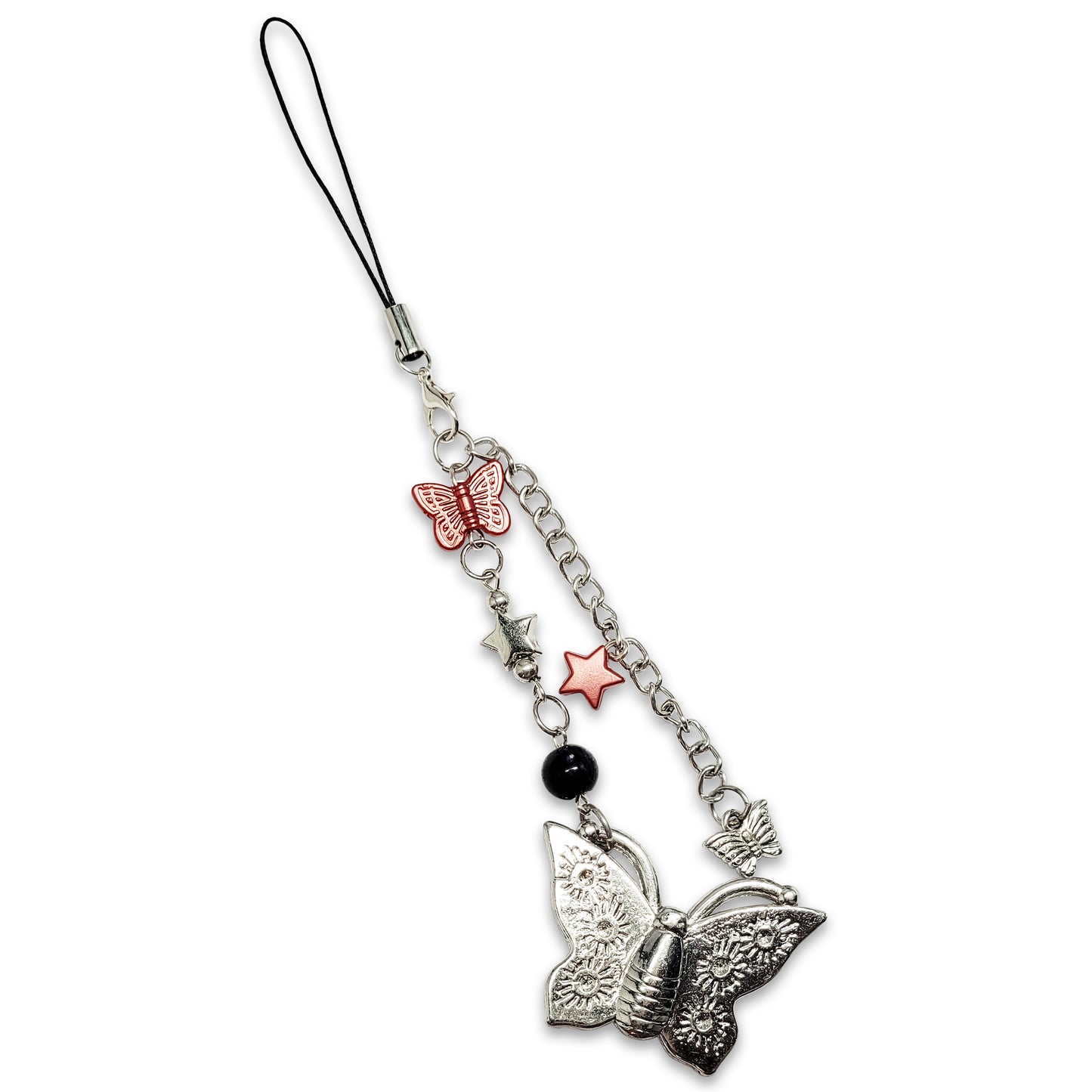 Beaded Phone Charm - Crystal Beads and Pearls