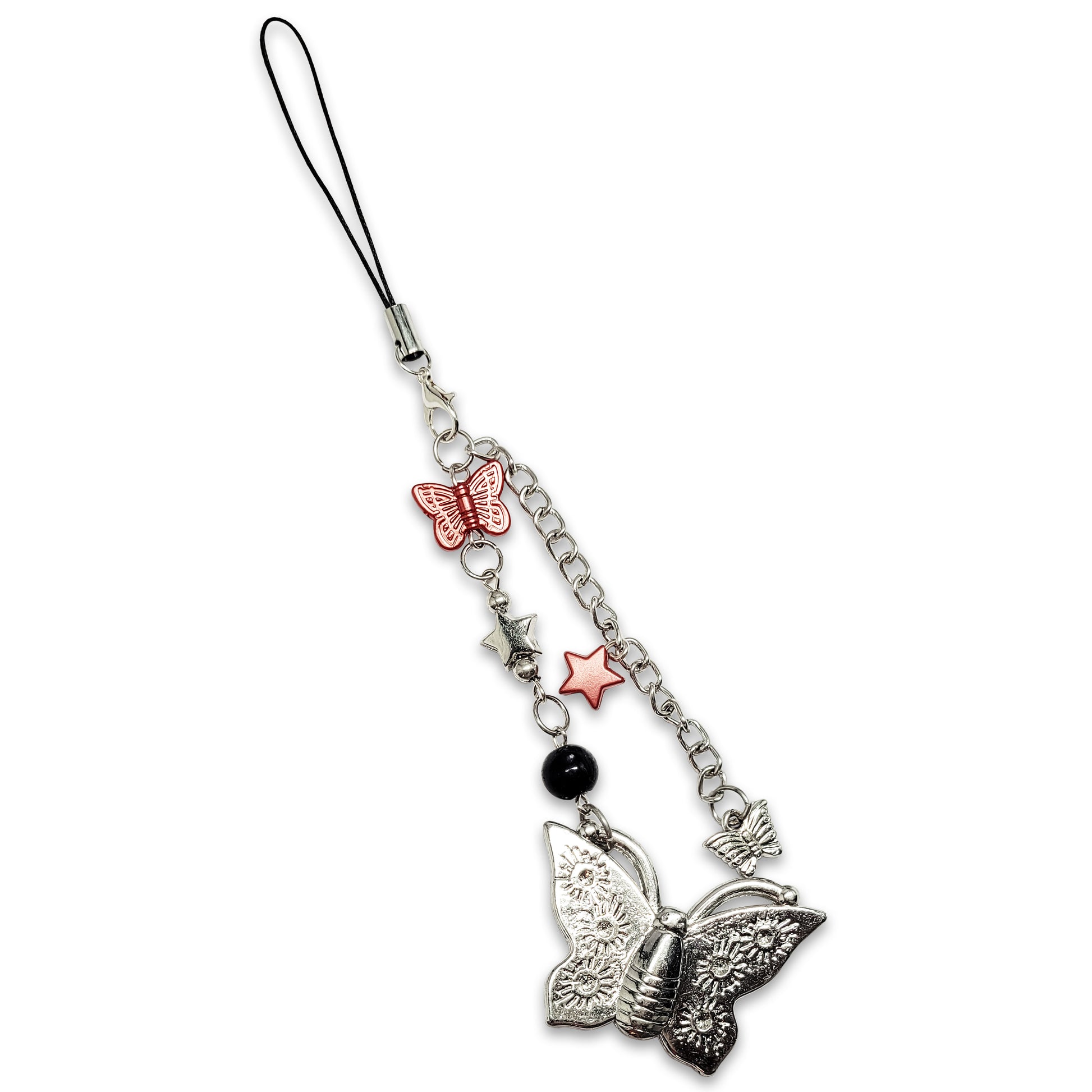 Beaded Phone Charm - Crystal Beads and Pearls