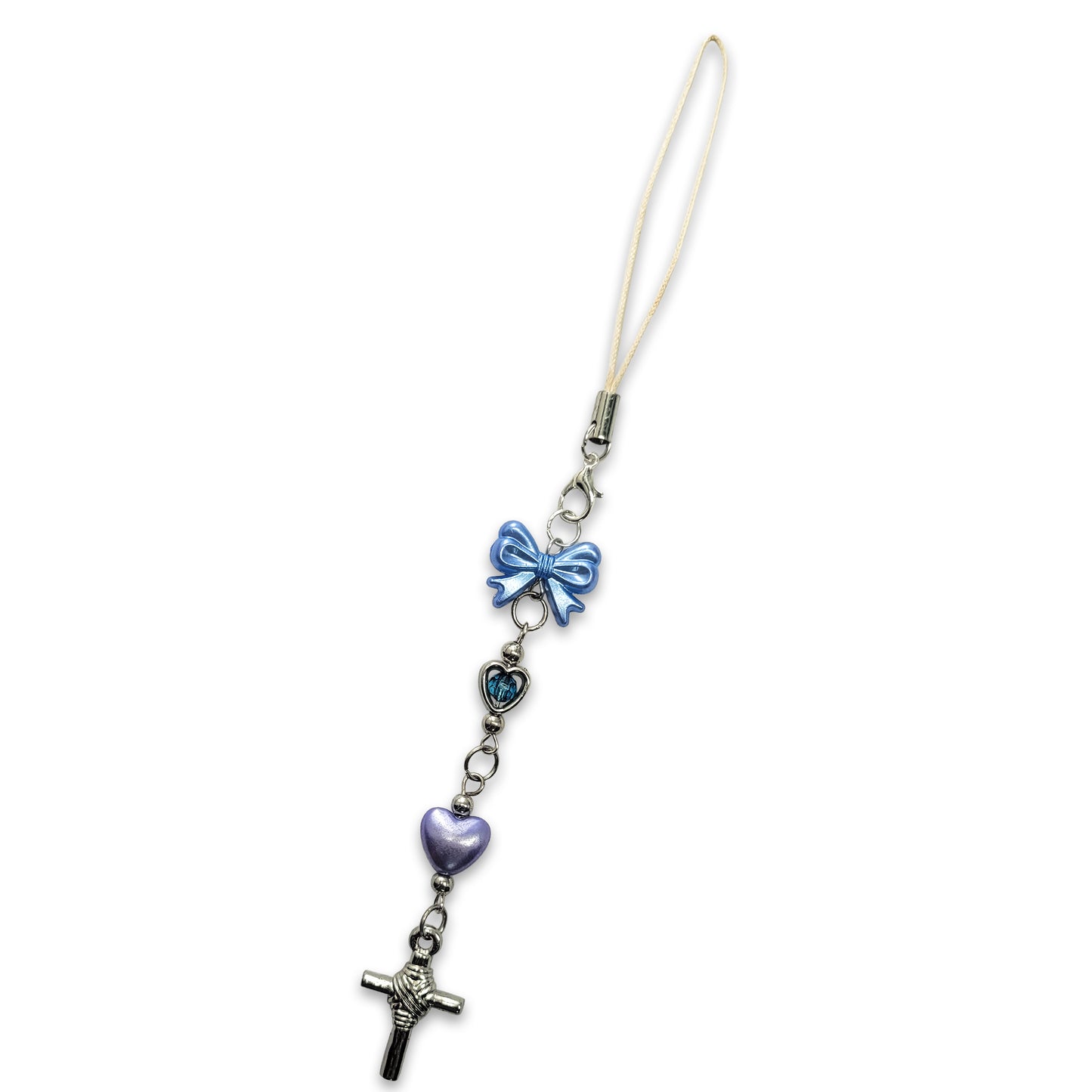 Beaded Phone Charm - Blue & Violet