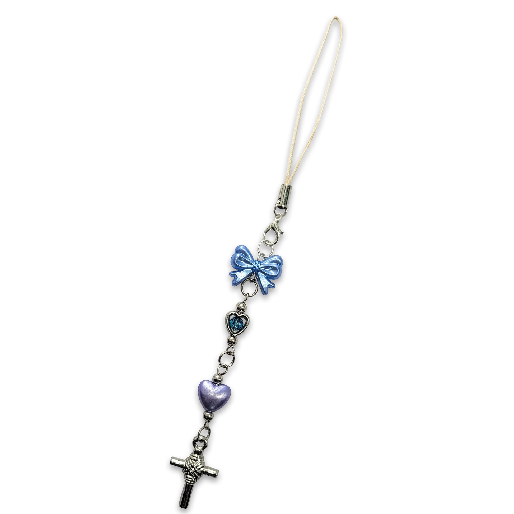 Beaded Phone Charm - Blue & Violet