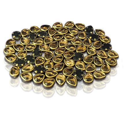 Glass Fitting Kundan Stones - Drop Shape