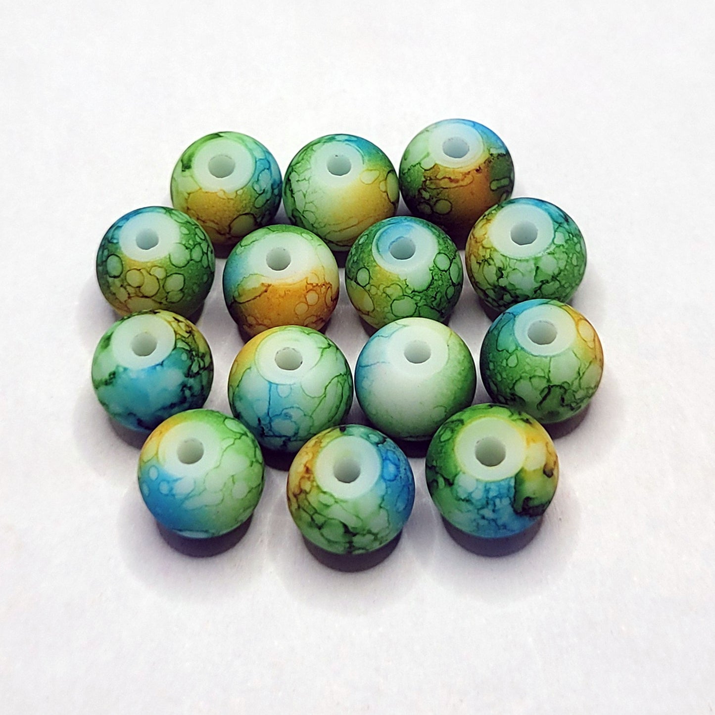 Marble Glass Matte Beads 8mm - 35 Beads