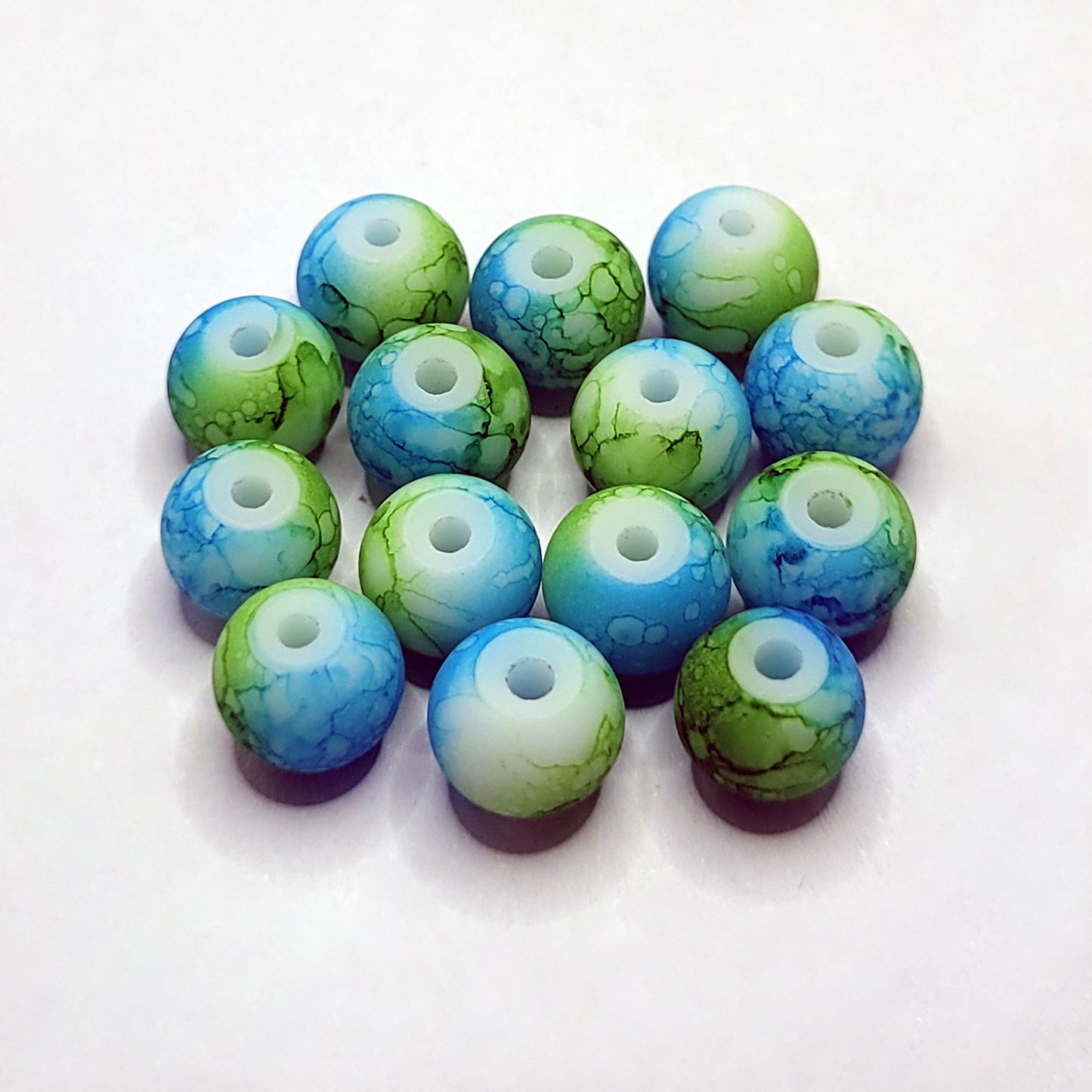 Marble Glass Matte Beads 8mm - 35 Beads