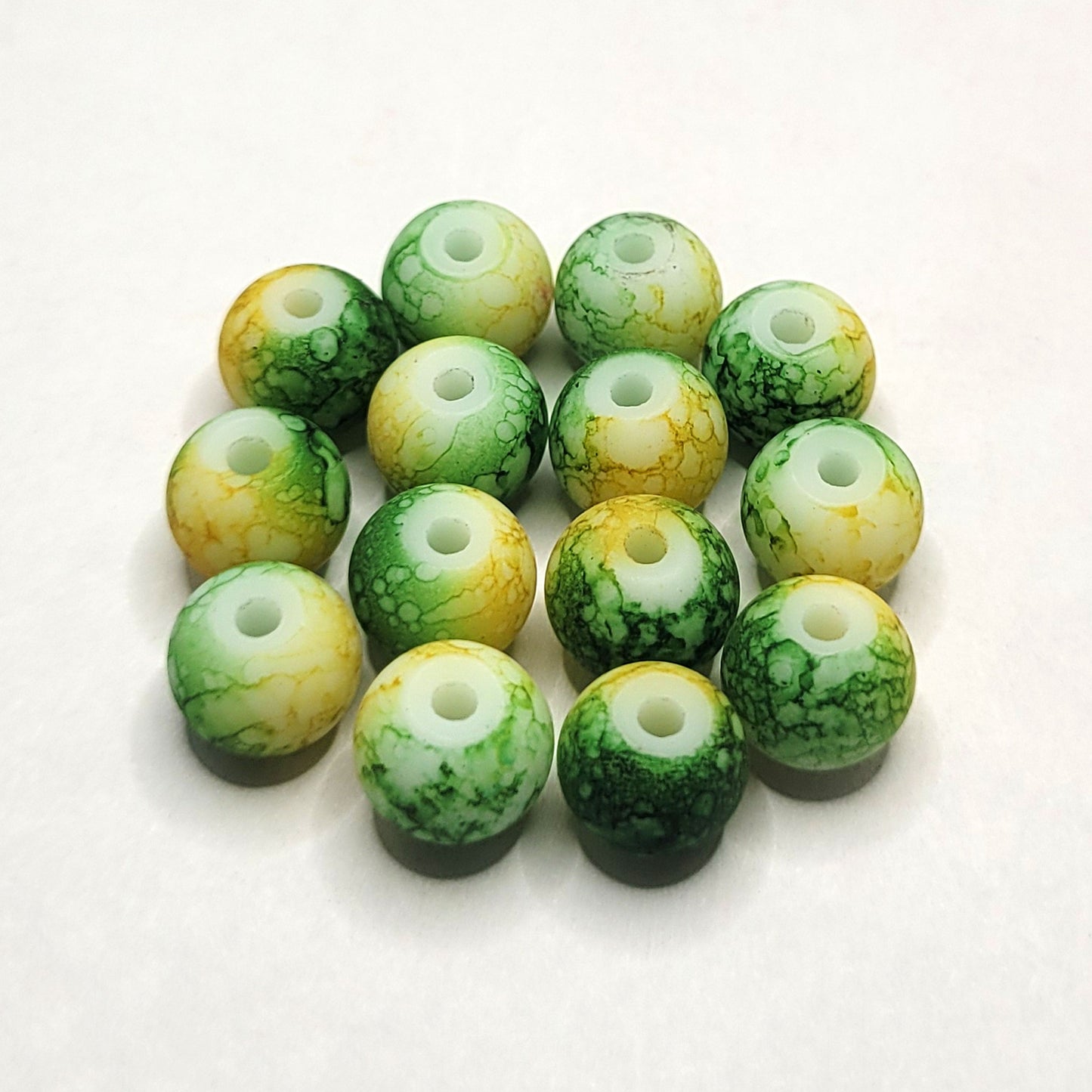 Marble Glass Matte Beads 8mm - 35 Beads