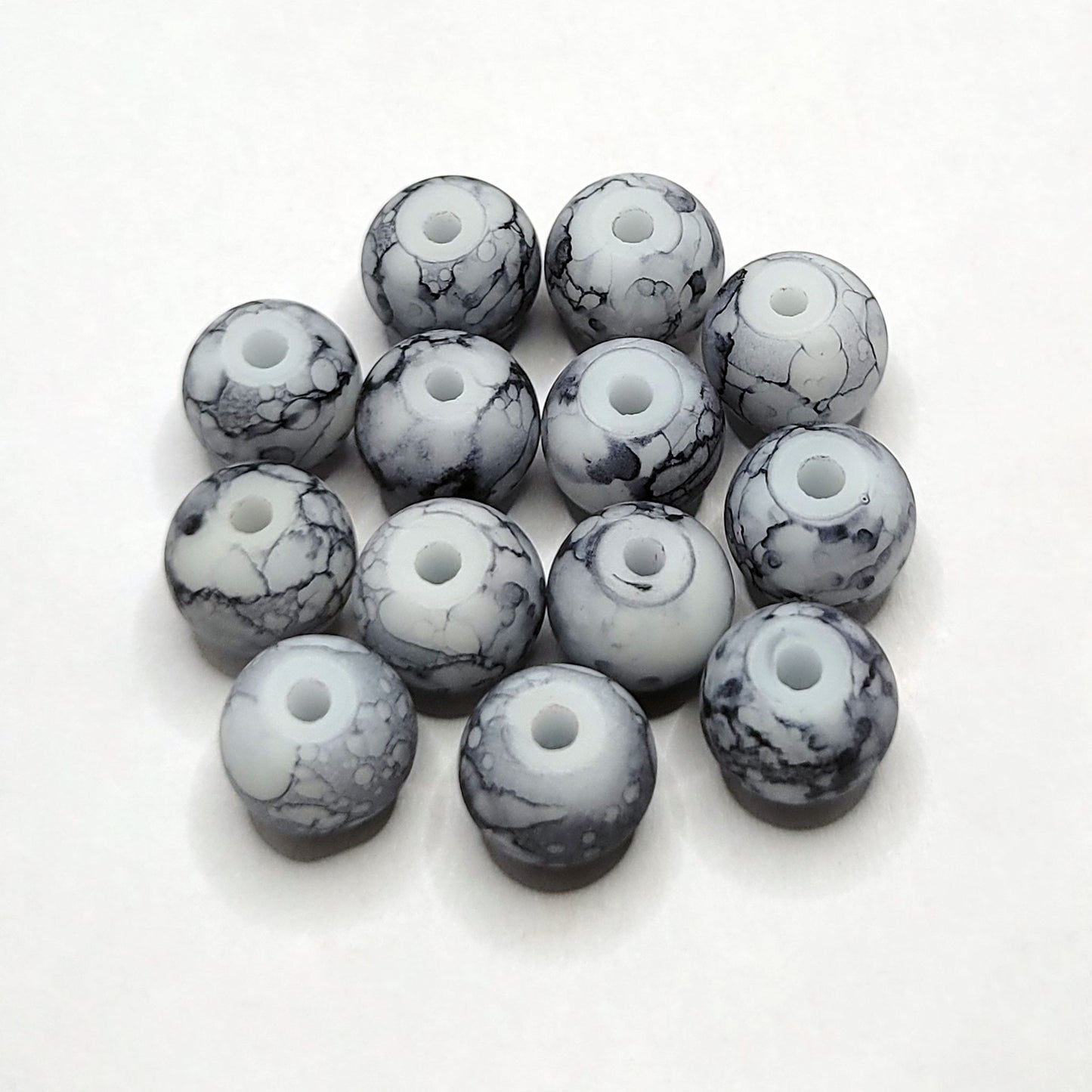 Marble Glass Matte Beads 8mm - 35 Beads