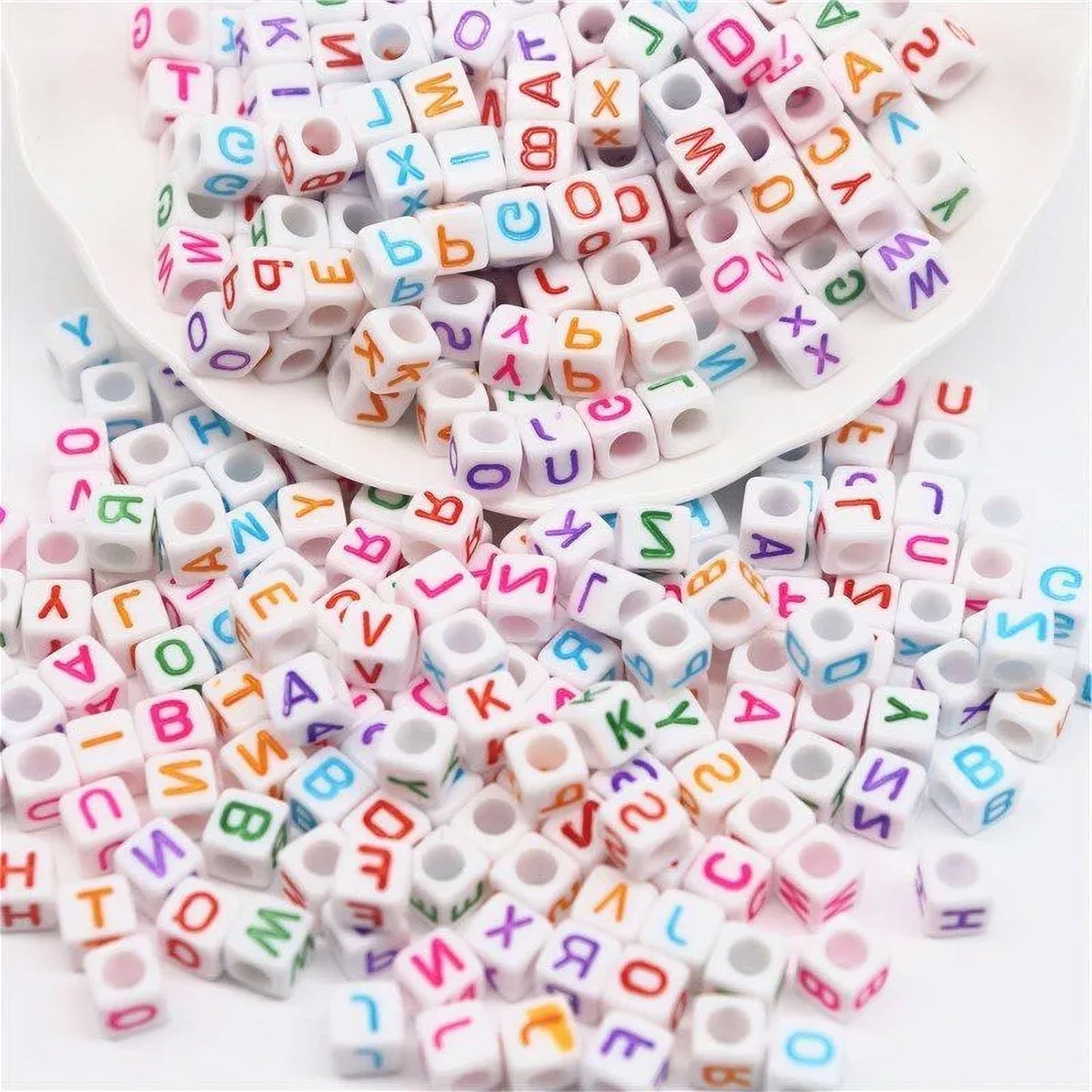 Alphabet Letter Cube Beads 6mm