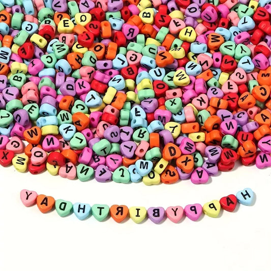 Alphabet Letter Heart Beads 6mm