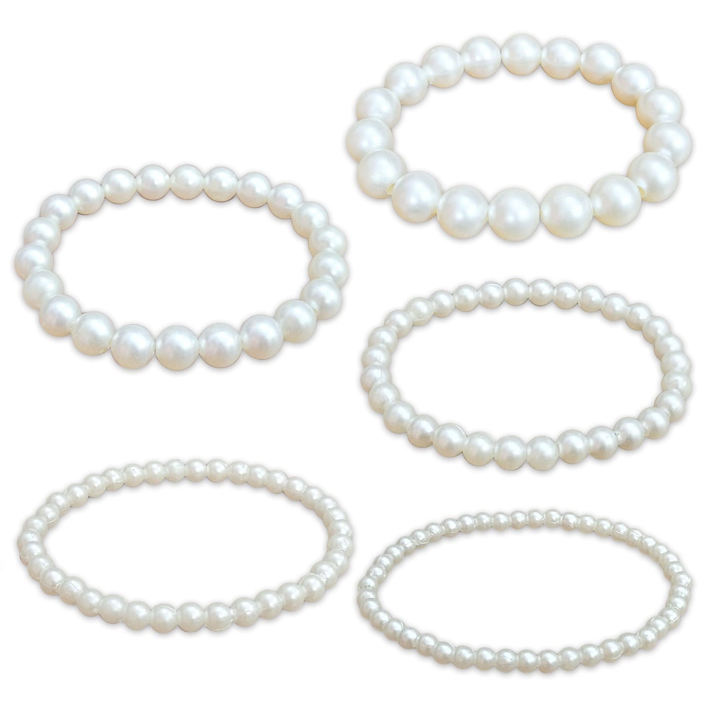 Faux Pearls Off-White Bracelet Set - 1 Set