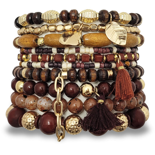 Bohemian Multicolor Beads Bracelet Set for Women - 1 Set