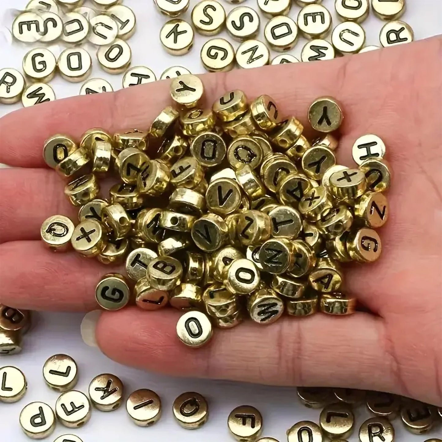 Alphabet Letter Round Beads 6mm