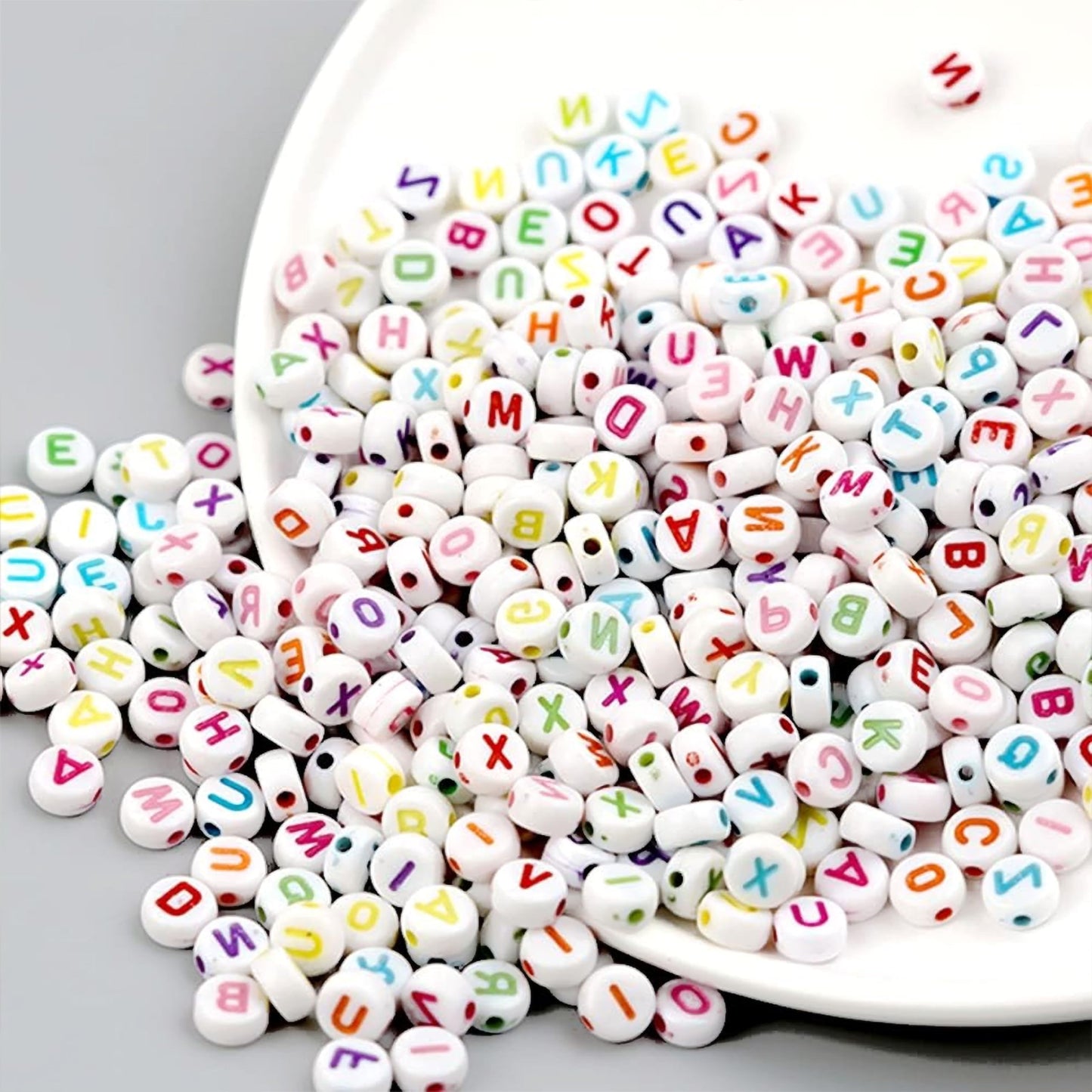 Alphabet Letter Round Beads 6mm