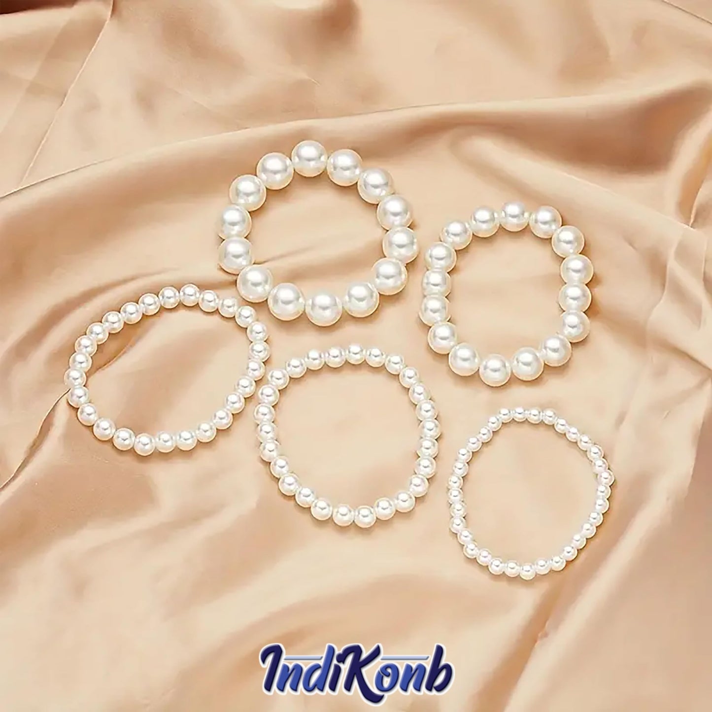 Faux Pearls Off-White Bracelet Set - 1 Set