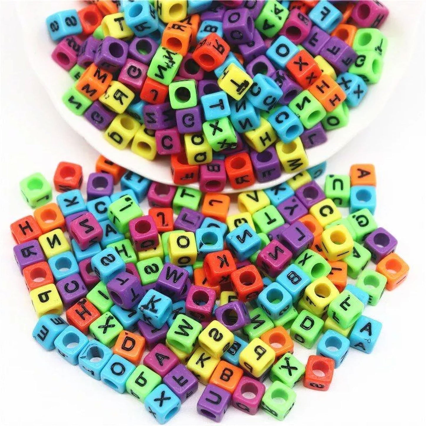 Alphabet Letter Cube Beads 6mm