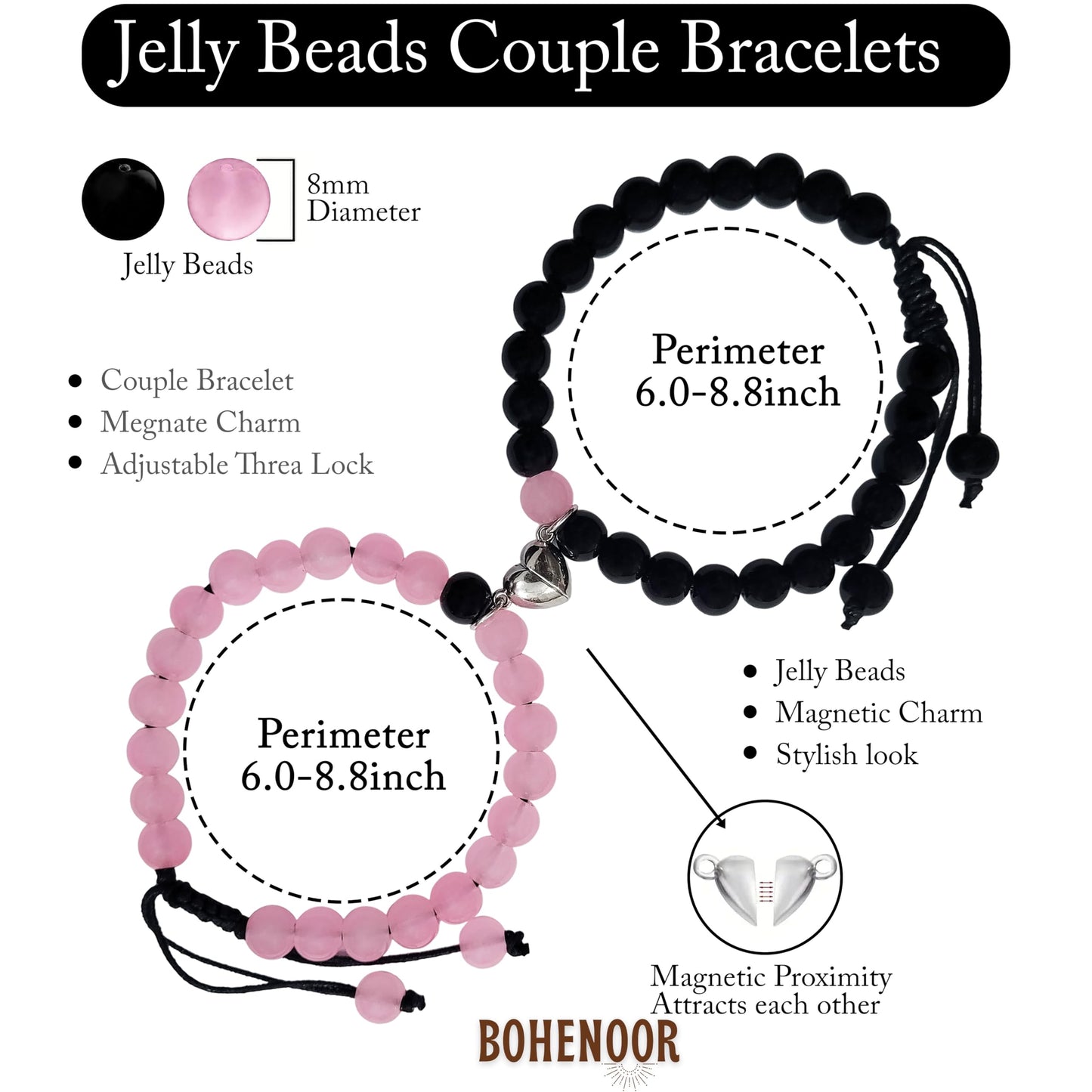 Magnetic Hearts Couples Bracelet