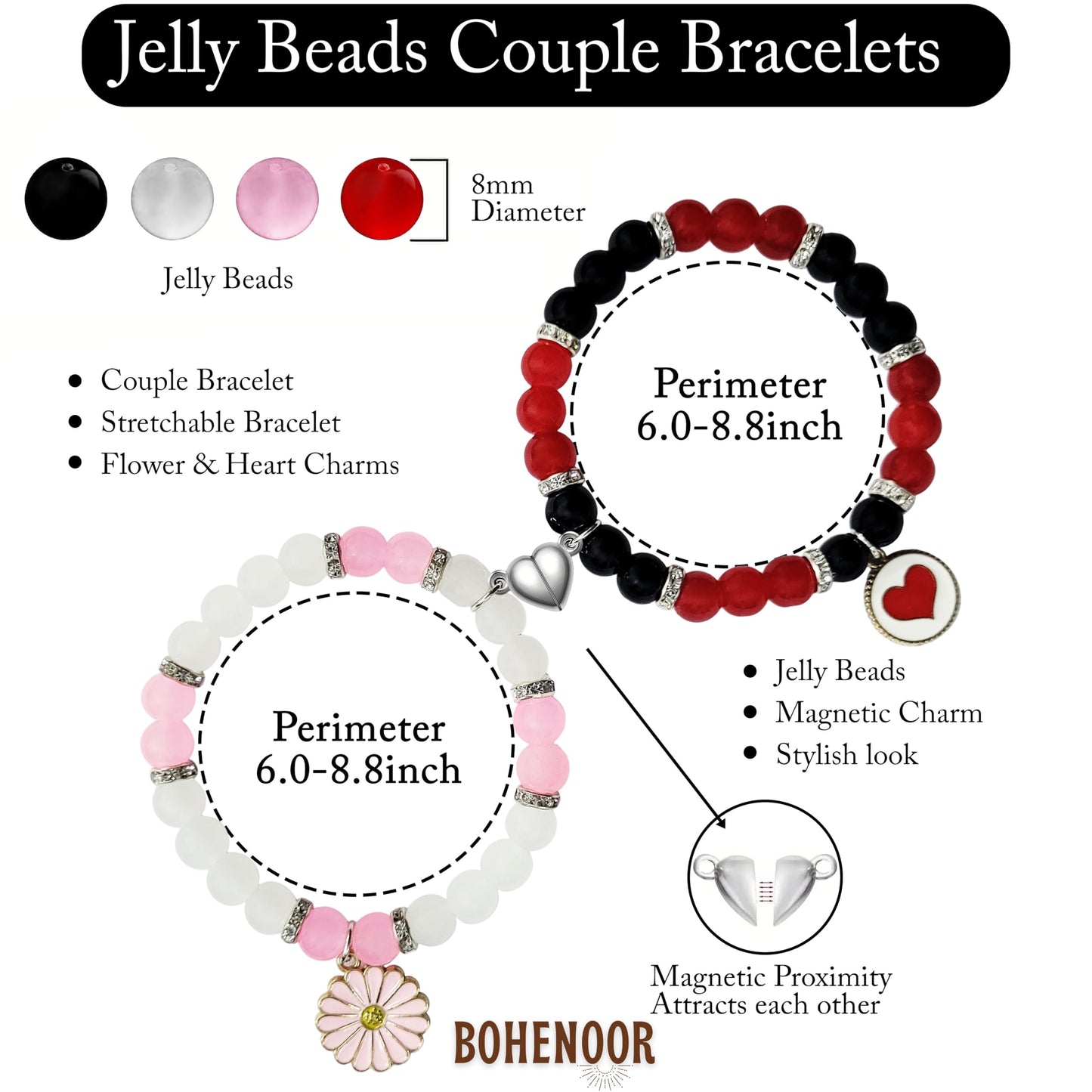 Magnetic Hearts Couples Bracelet