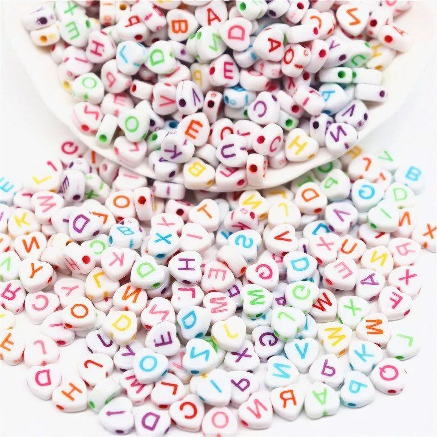 Alphabet Letter Heart Beads 6mm