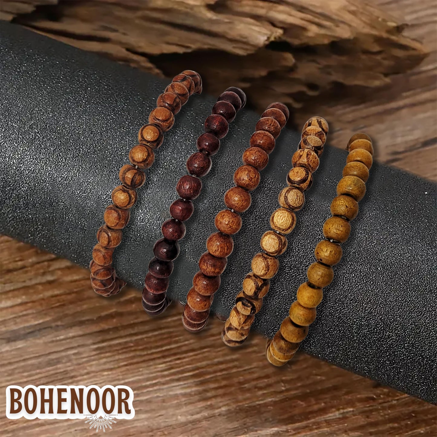 Wooden Boho Bracelet Set for Men - 1 Set