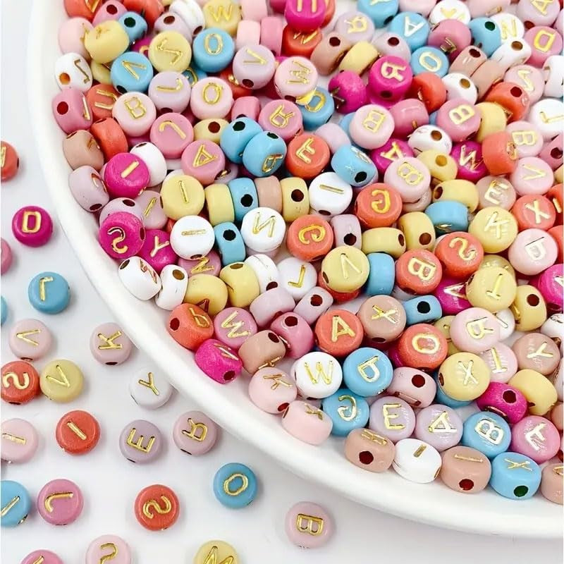 Alphabet Letter Round Beads 6mm