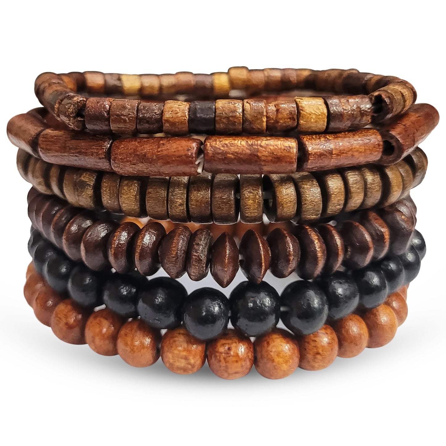 Wooden Boho Bracelet Set for Men - 1 Set