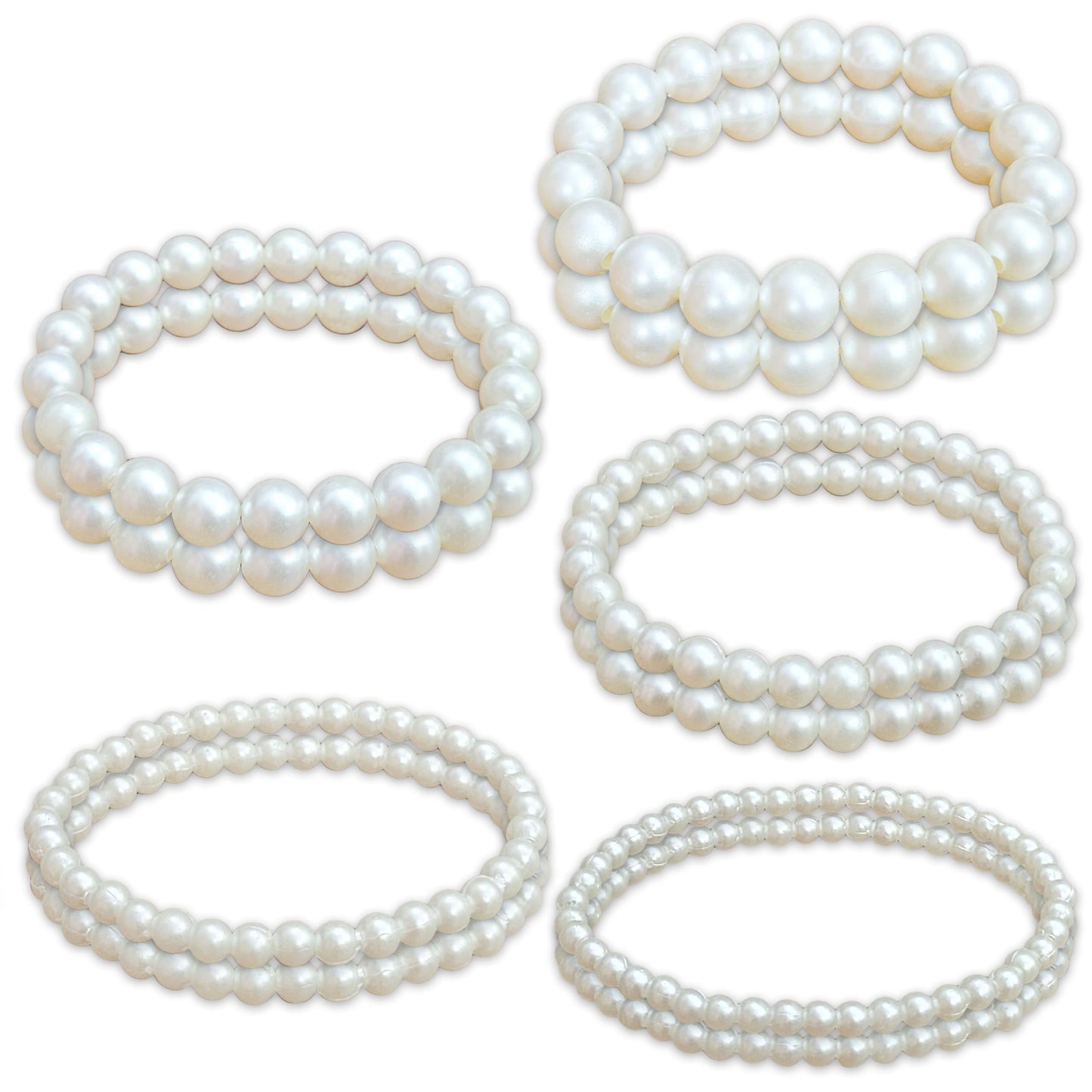 Faux Pearls Off-White Bracelet Set - 1 Set