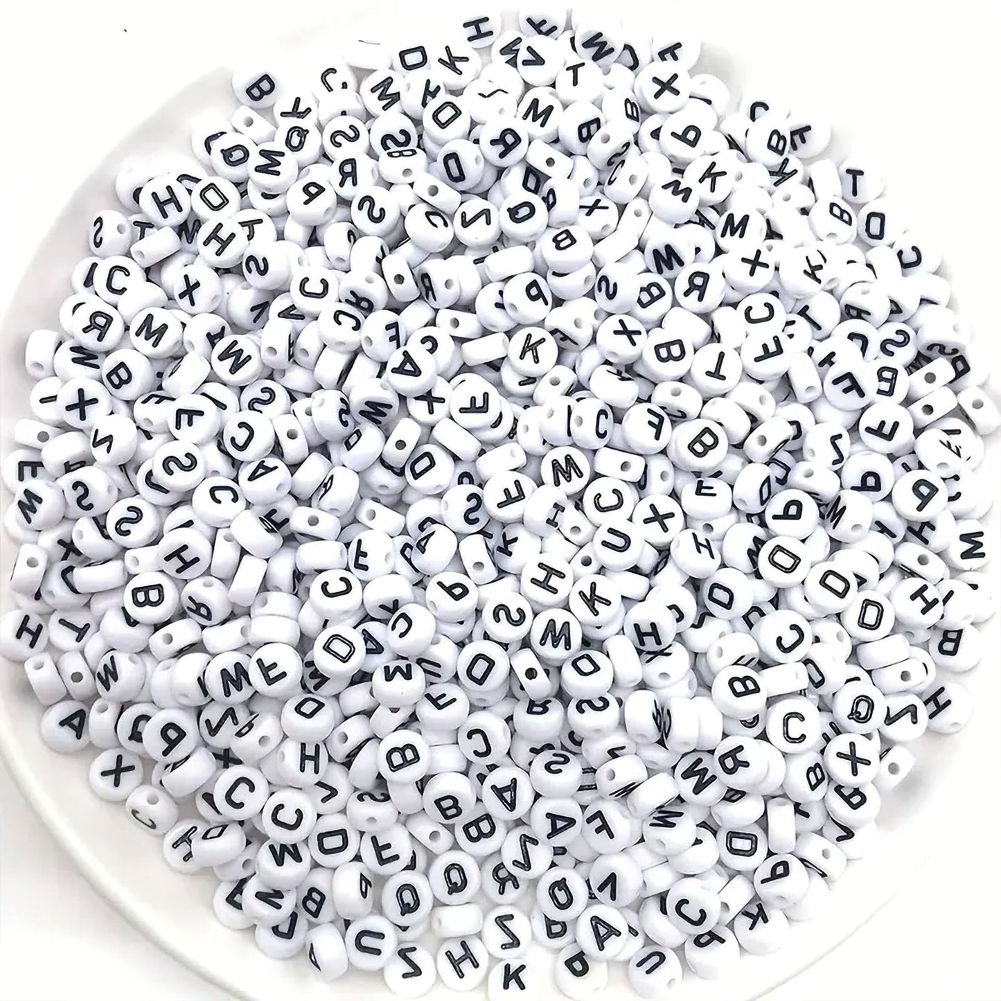 Alphabet Letter Round Beads 6mm