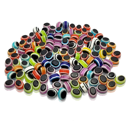 Multicolour Oval Evil Eye Beads