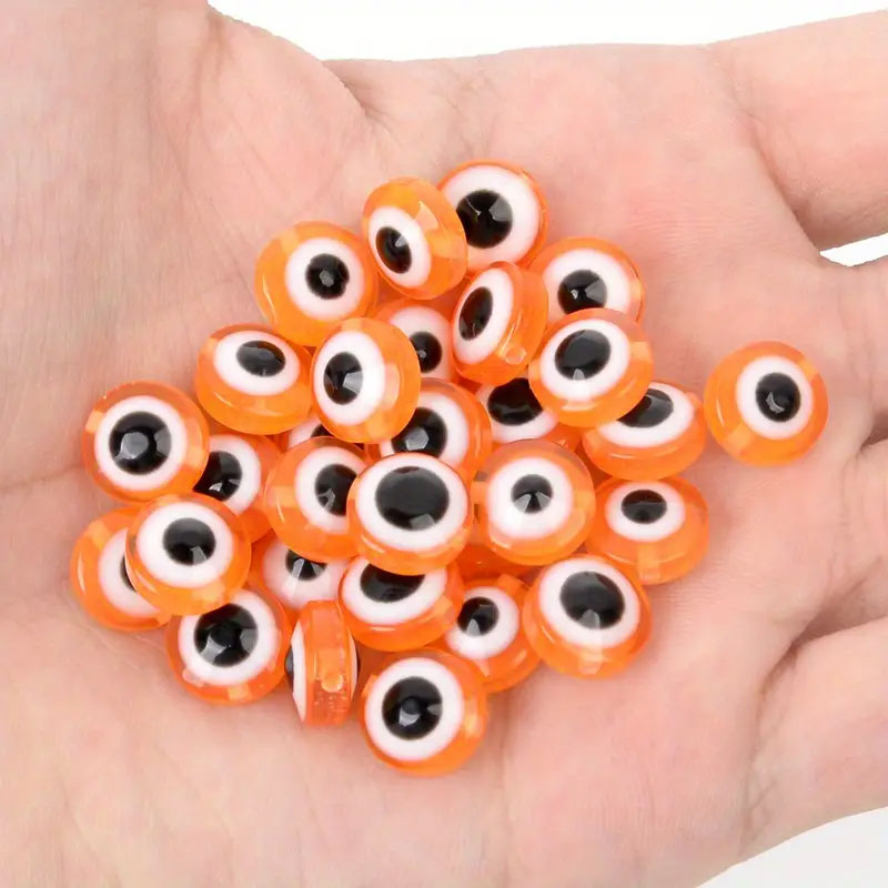 Evil Eye Acrylic Flat Beads - Set of 25 Pcs