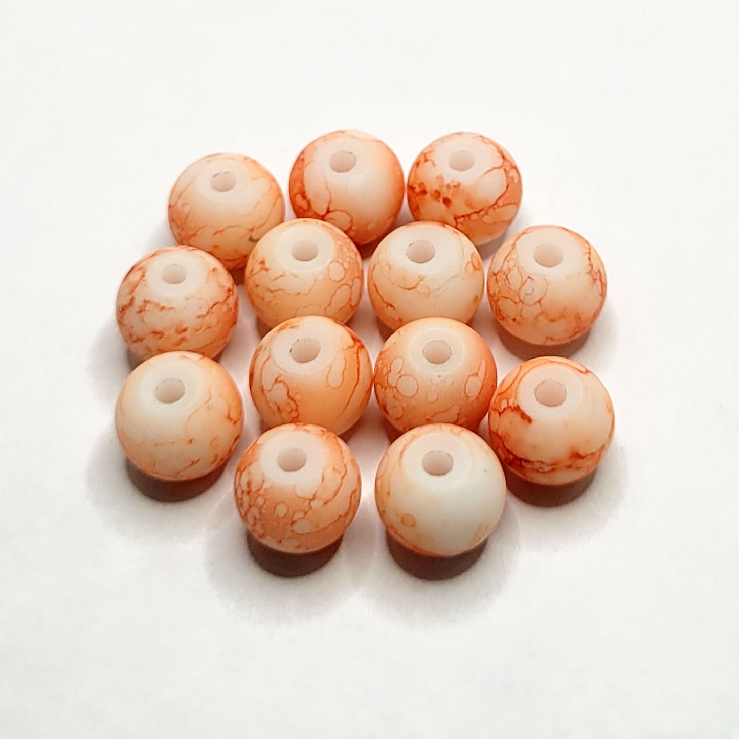 Marble Glass Matte Beads 8mm - 35 Beads