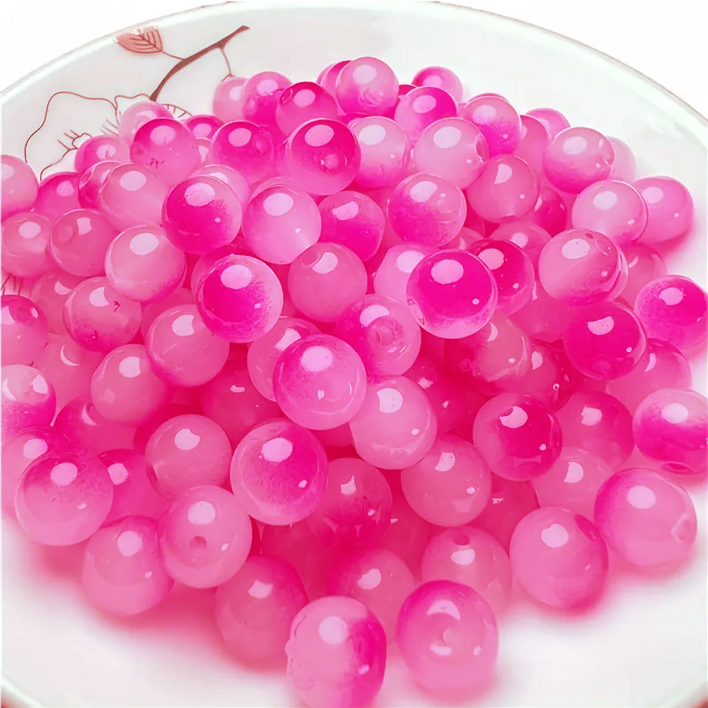 Dual Shade Jelly Glass Beads - 8mm