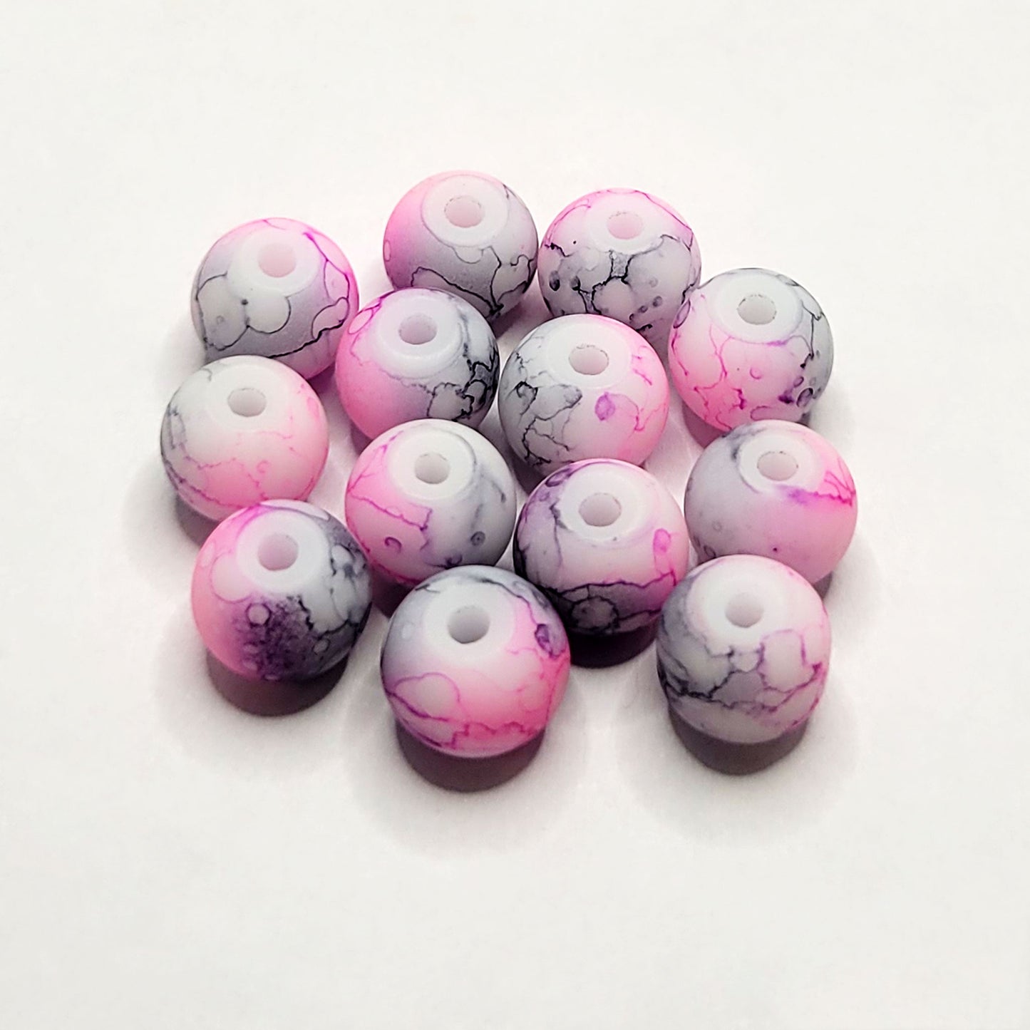 Marble Glass Matte Beads 8mm - 35 Beads