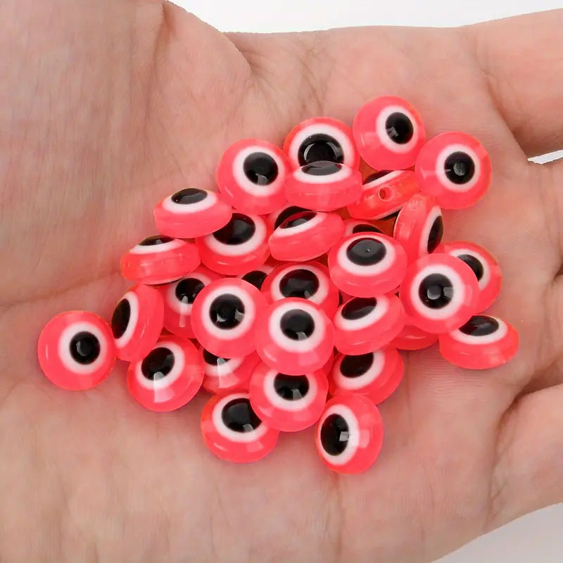 Evil Eye Acrylic Flat Beads - Set of 25 Pcs