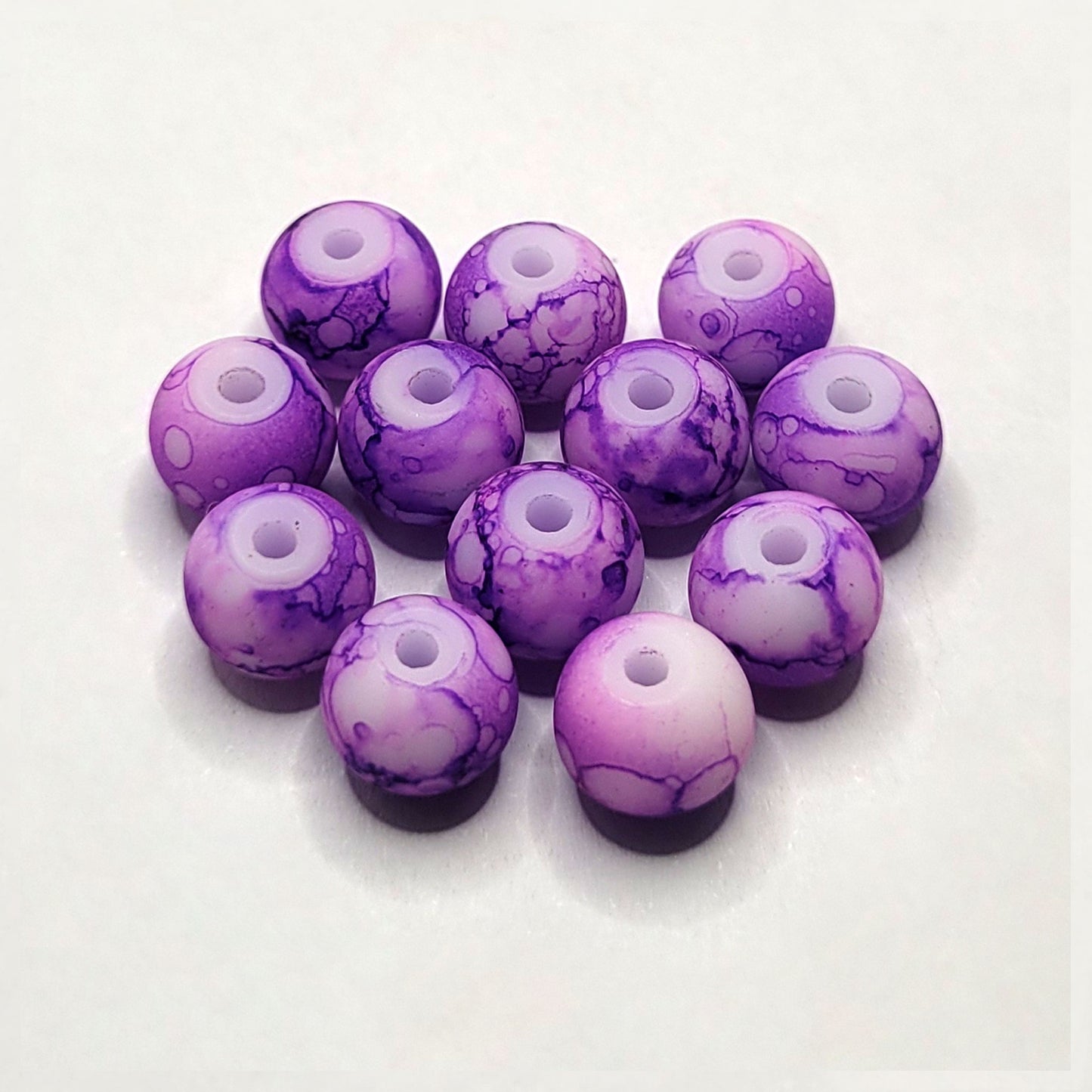 Marble Glass Matte Beads 8mm - 35 Beads