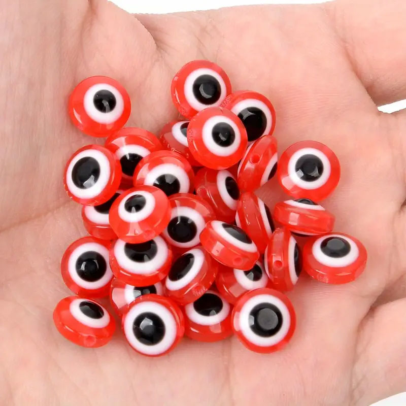 Evil Eye Acrylic Flat Beads - Set of 25 Pcs