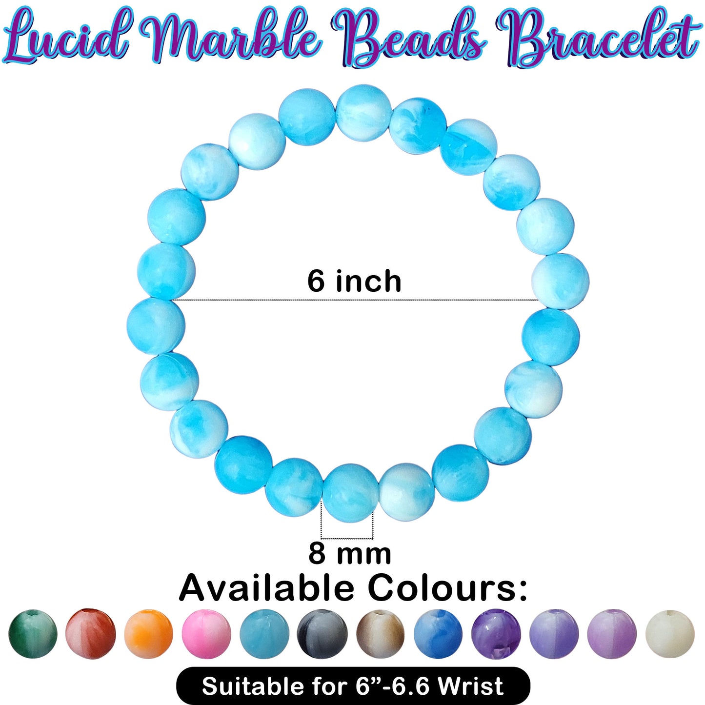 Marble Bracelet for Women and Girls - Lucid Theme - 8mm Beads