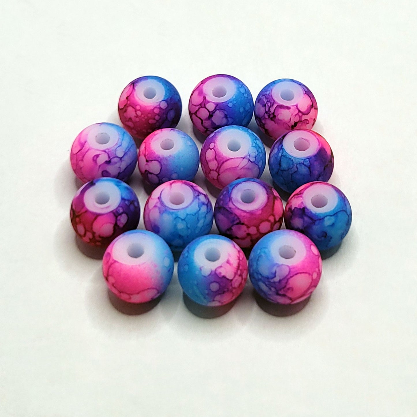 Marble Glass Matte Beads 8mm - 35 Beads