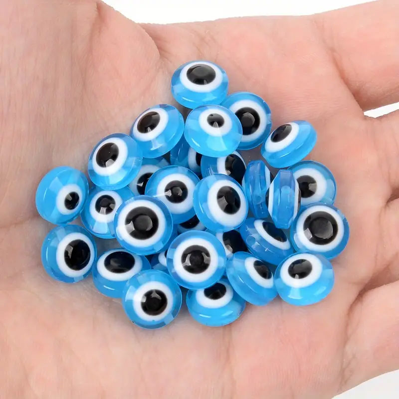 Evil Eye Acrylic Flat Beads - Set of 25 Pcs