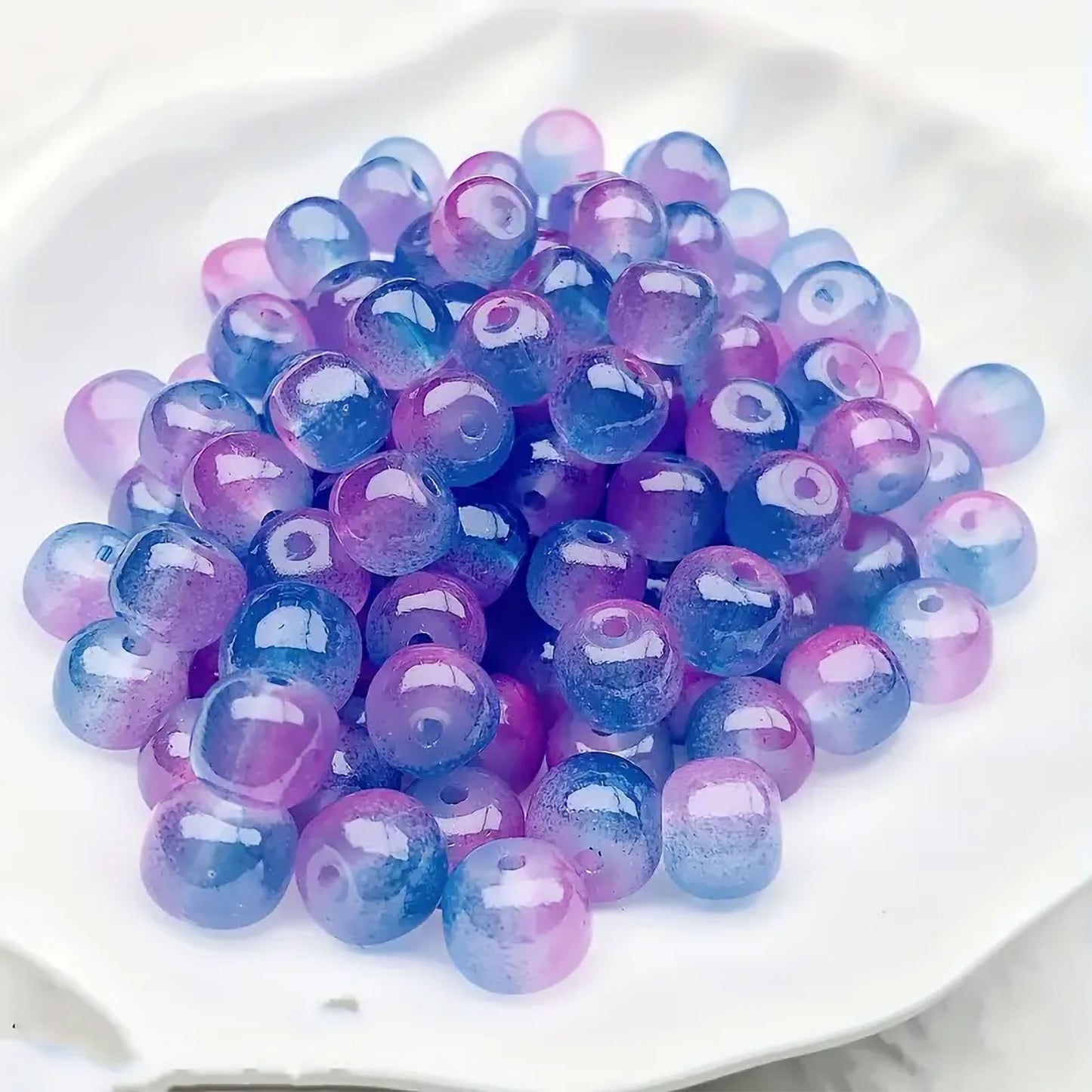 Dual Shade Jelly Glass Beads - 8mm